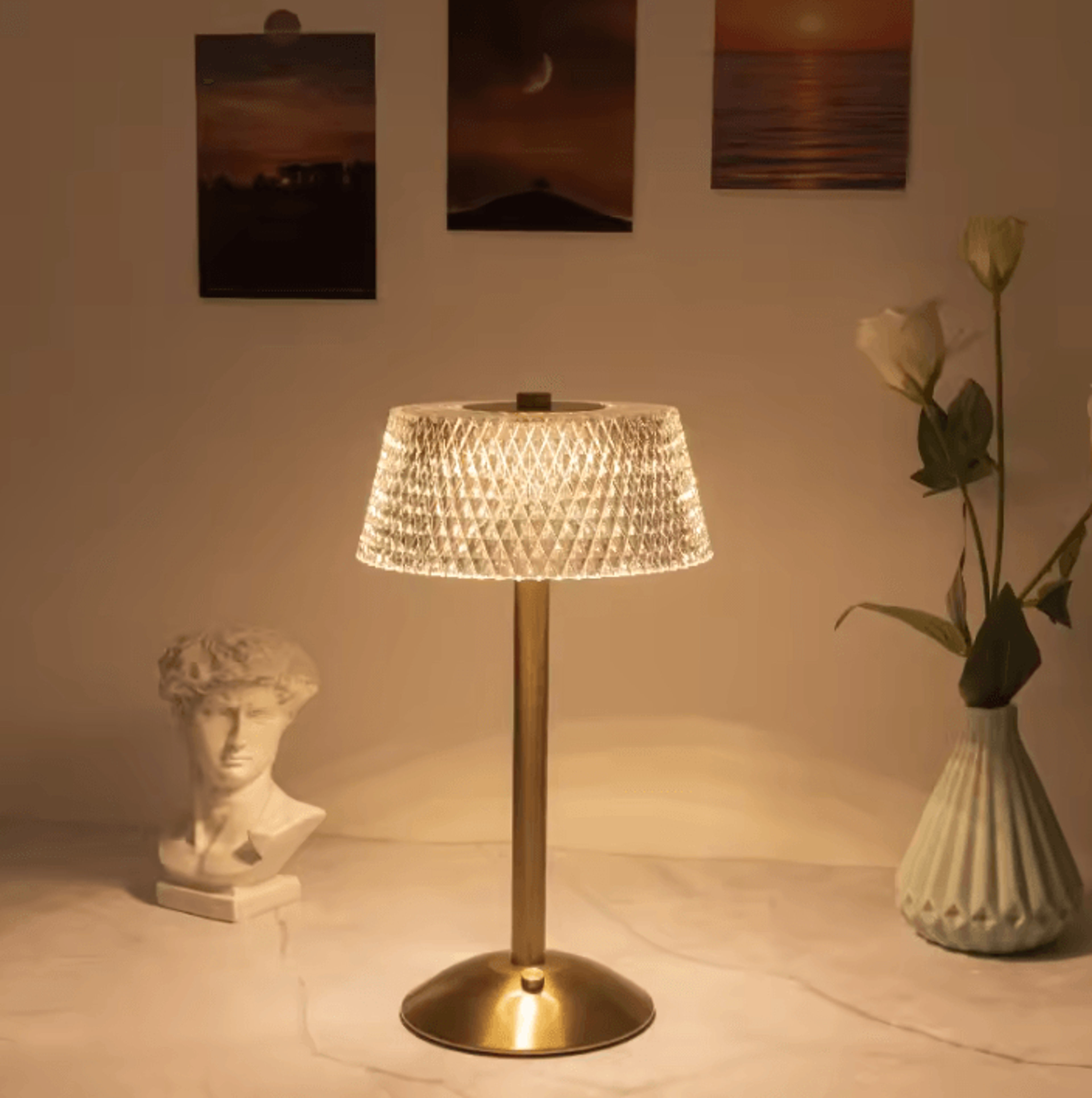 European LED Table Lamp USB Rechargeable Touch Dimmable Bedside Light 2