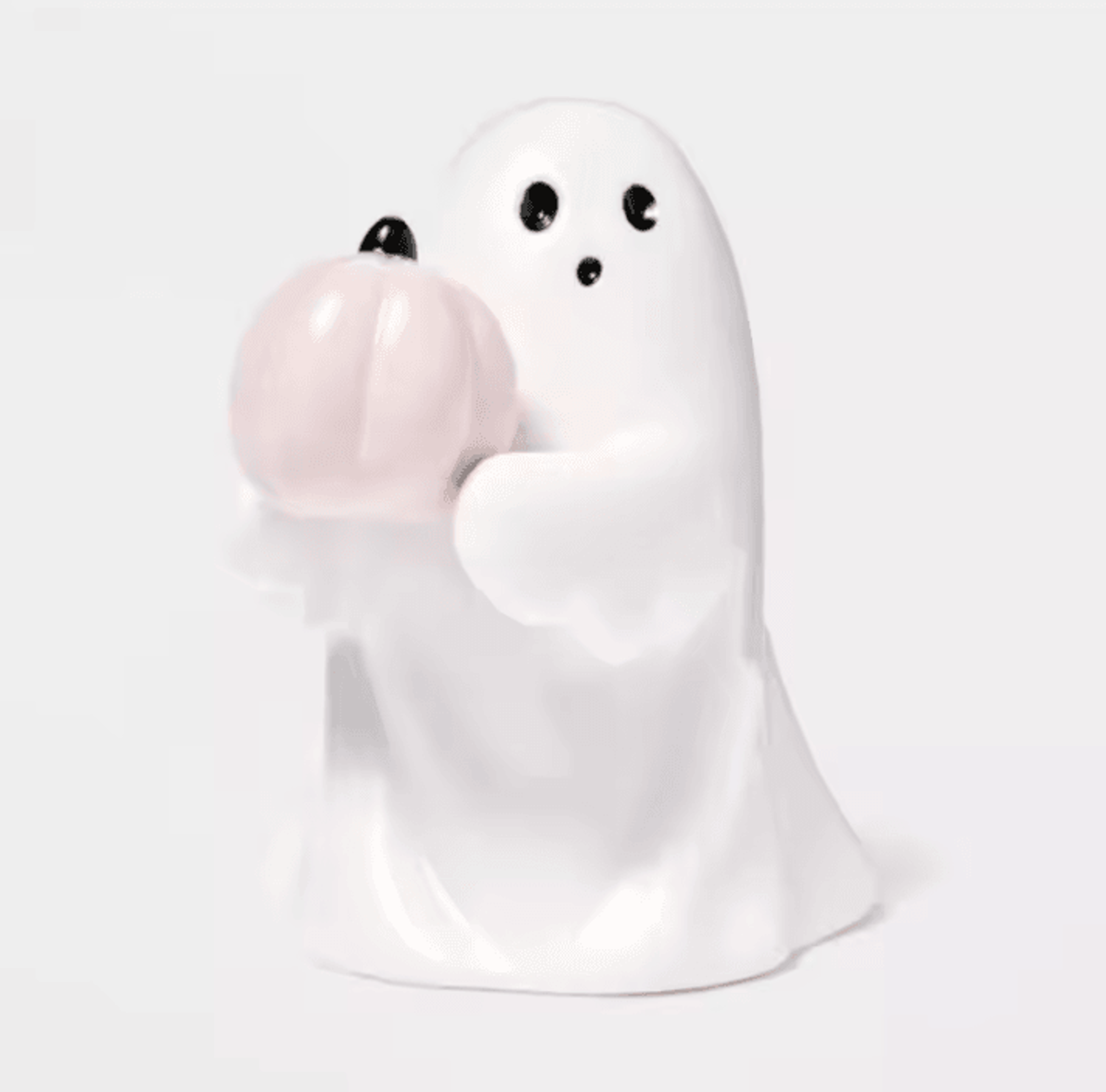 Cute Ghost Holding Pink Pumpkin Halloween Figurine Ceramic Style Decorative Statue 3