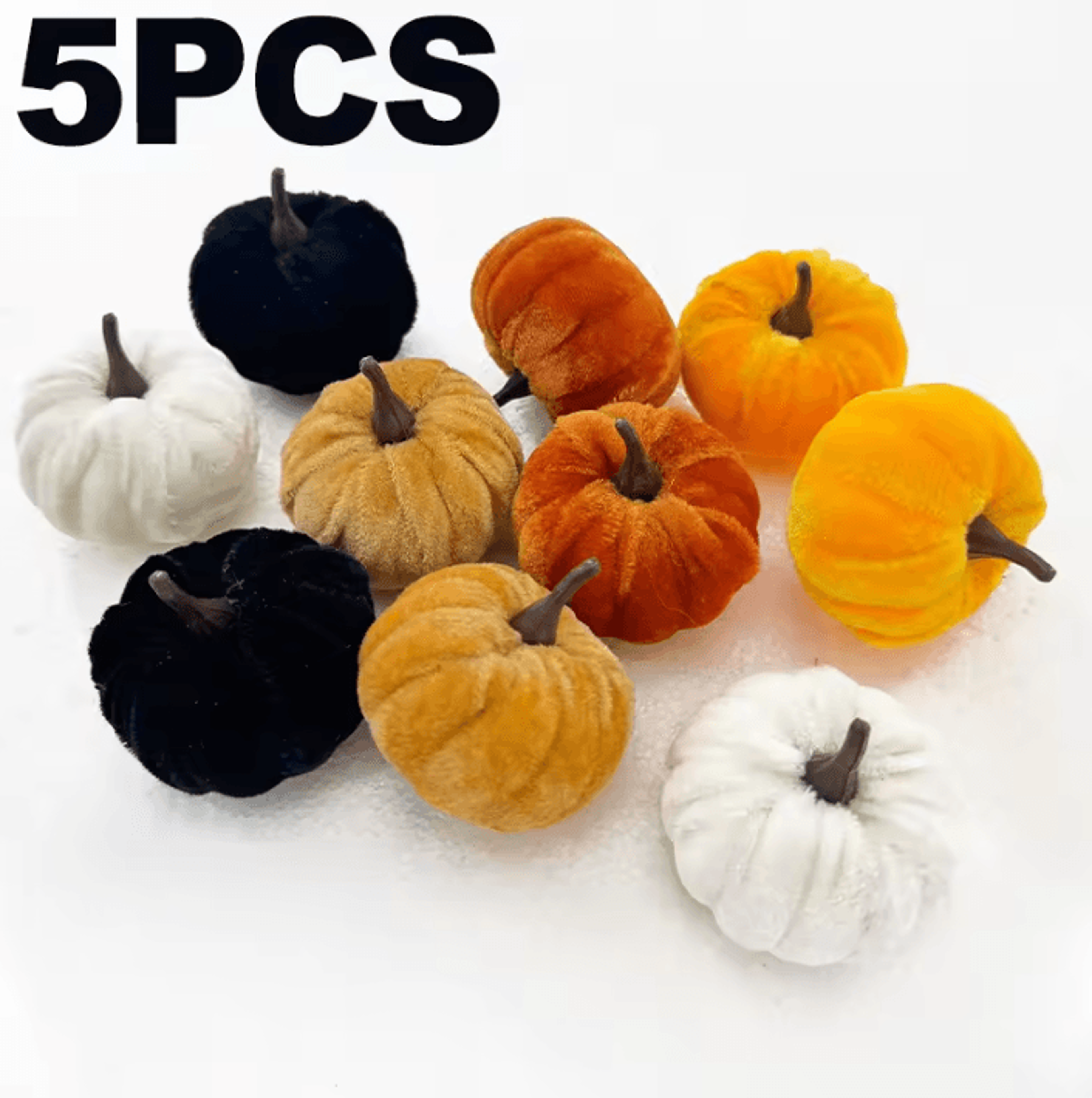 5PCS Artificial Foam Pumpkin Set Halloween Desktop Fall Decorations 0