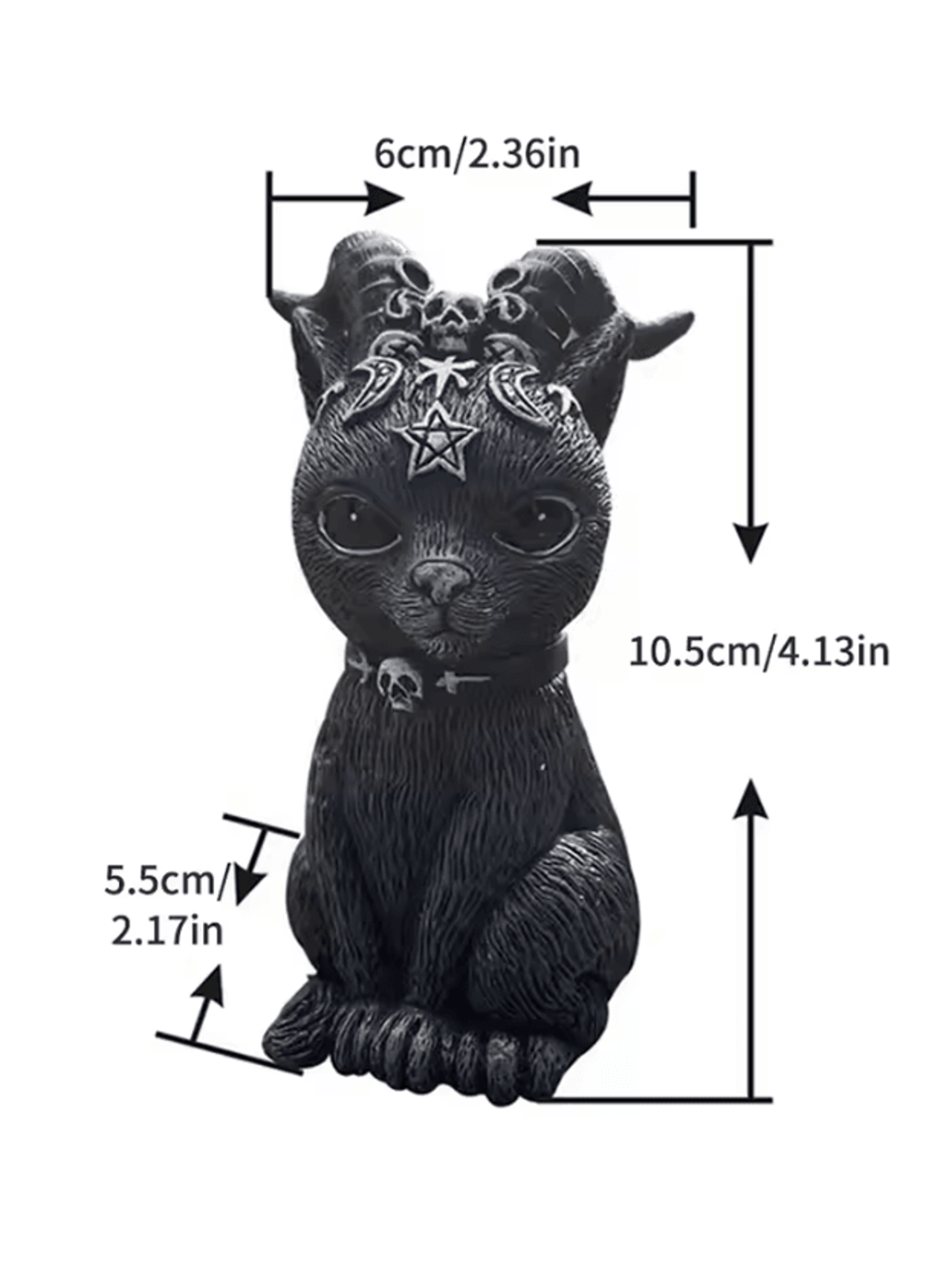 Black Witch Cat Statue  Black Cat Figurine HandPainted Halloween Desk  Home Decor 3