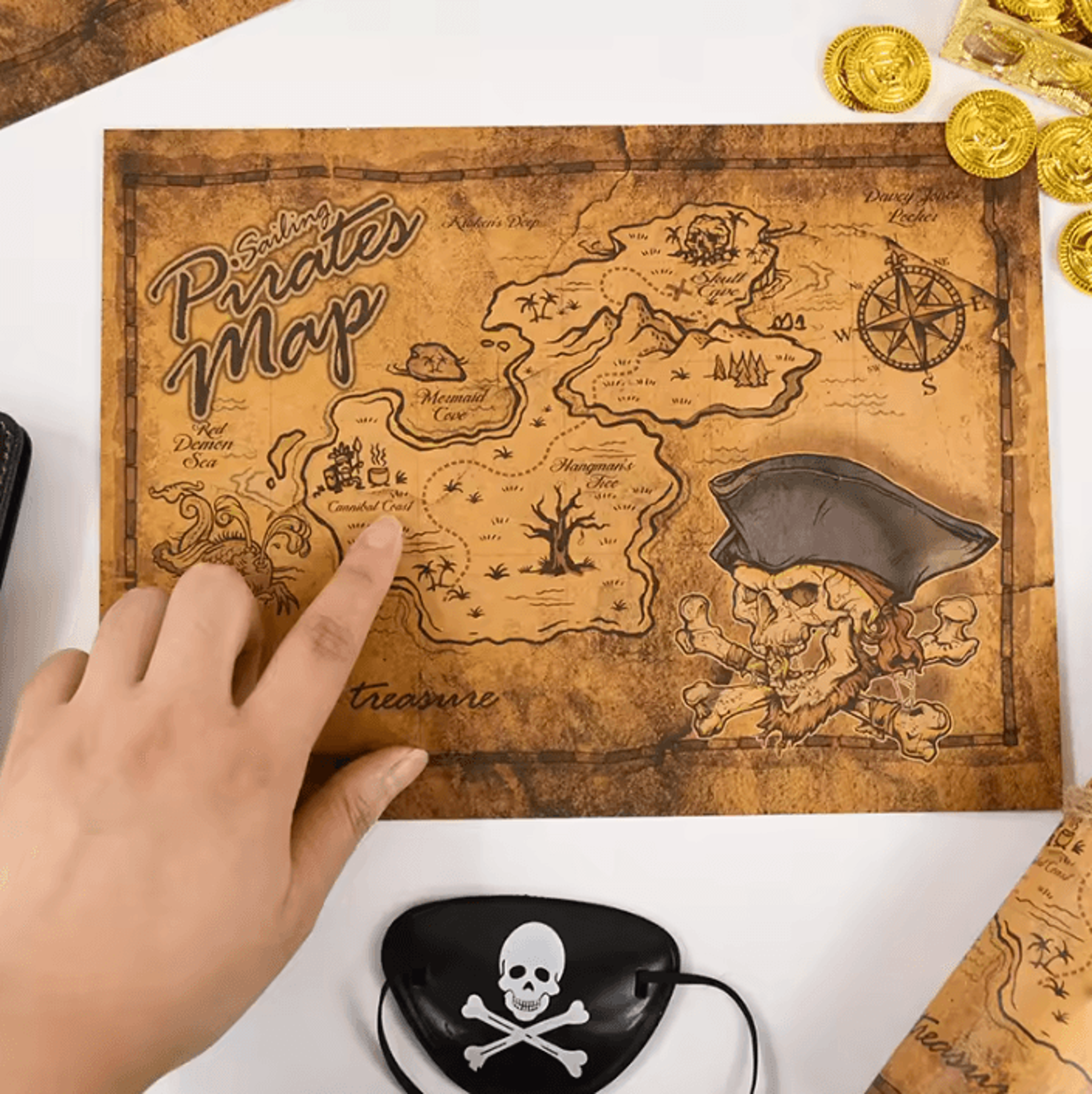 Vintage Pirate Treasure Map  Pirate Treasure Map For Kids Parties Treasure Hunts  Halloween Decor 3