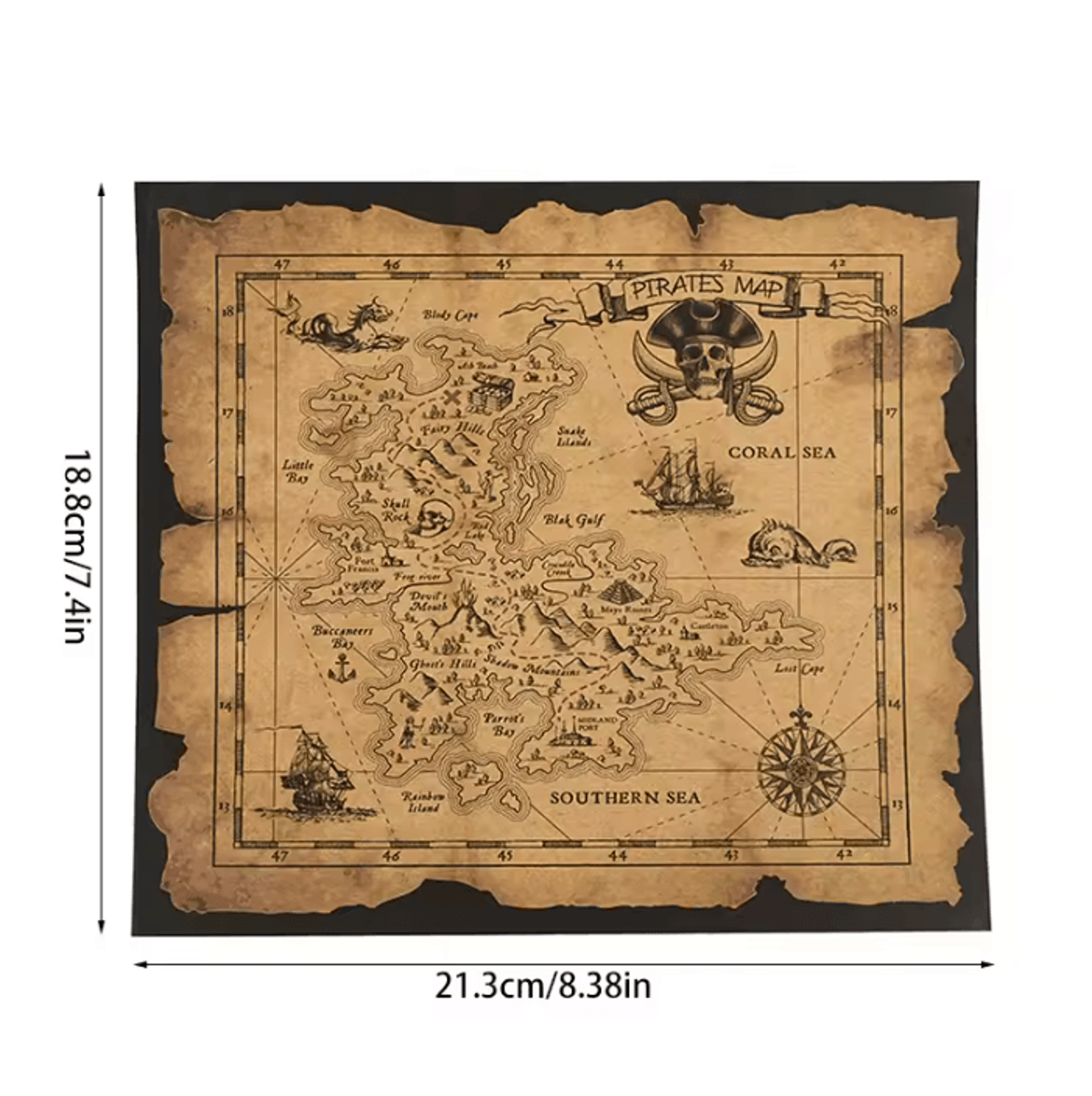 Vintage Pirate Treasure Map  Pirate Treasure Map For Kids Parties Treasure Hunts  Halloween Decor 4