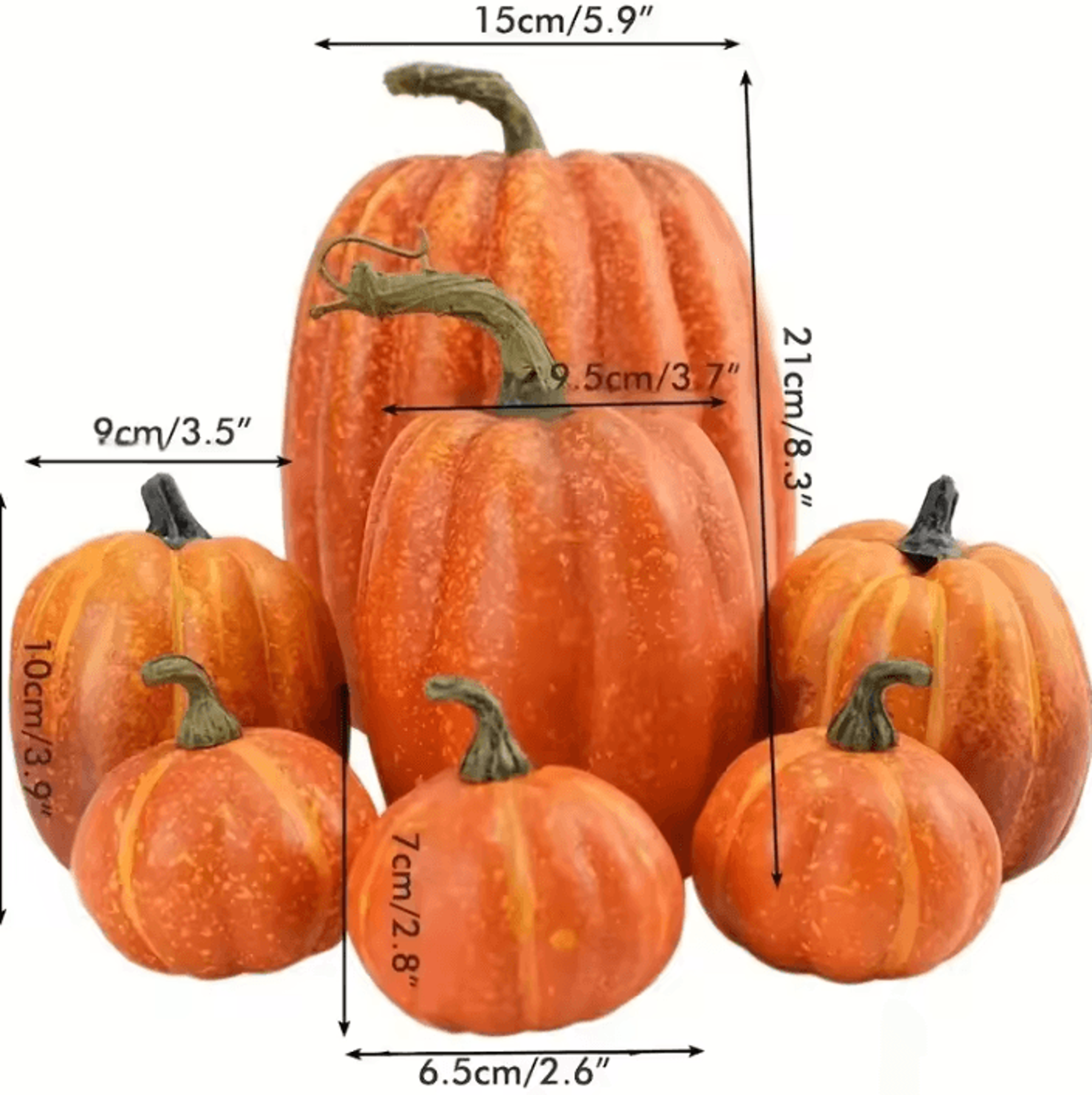 7PCS Artificial Pumpkin Set  Artificial Pumpkins For Halloween Harvest  Autumn Table Decor 2
