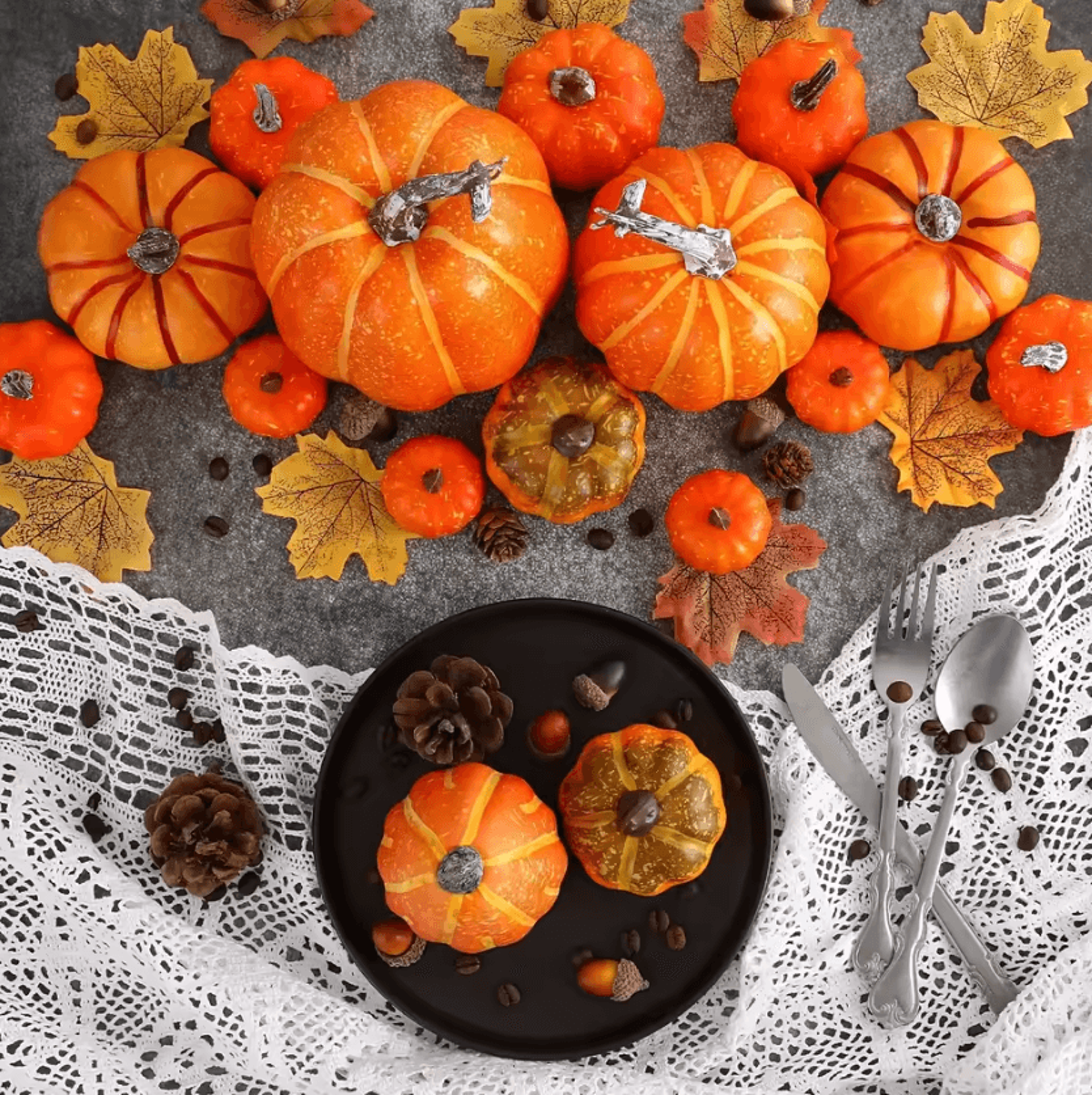 7PCS Artificial Pumpkin Set  Artificial Pumpkins For Halloween Harvest  Autumn Table Decor 3