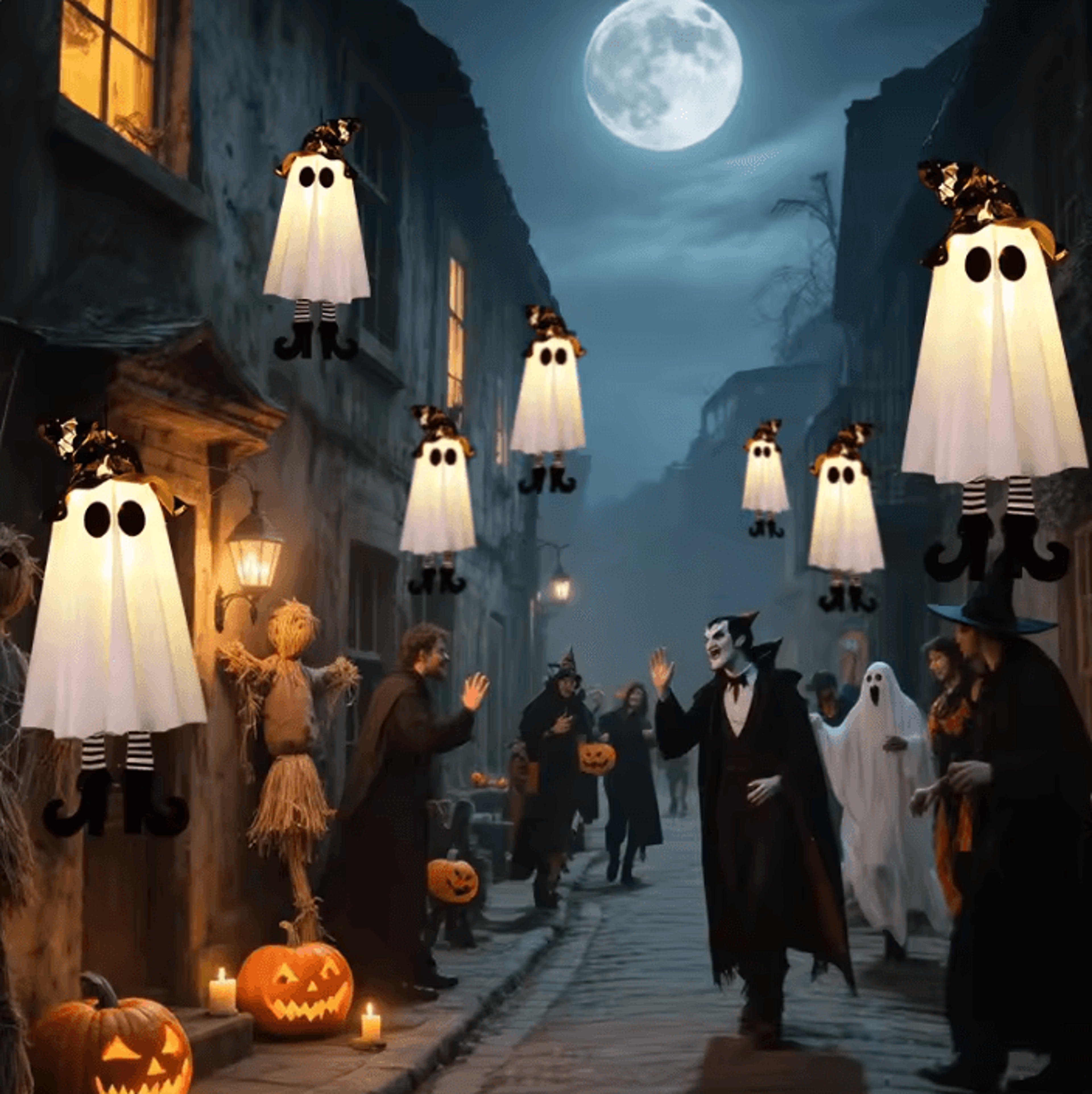 LED LightUp Witch  Ghost Hanging Decoration  Halloween Hanging Decorations For Indoor  Outdoor Part 1