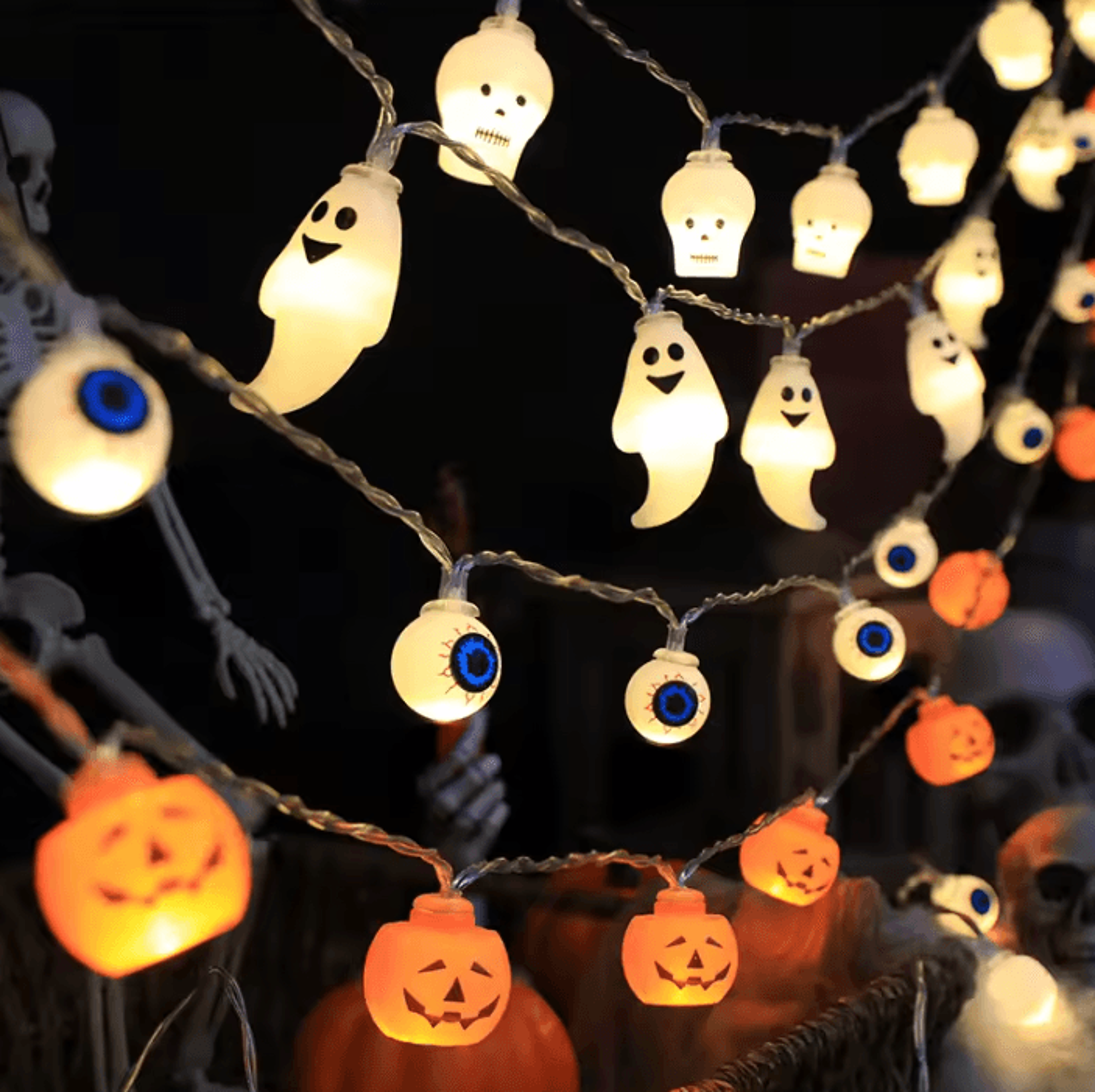 Halloween LED String Lights  Halloween String Lights Pumpkin Skull  Eyeball Party Decorations 1