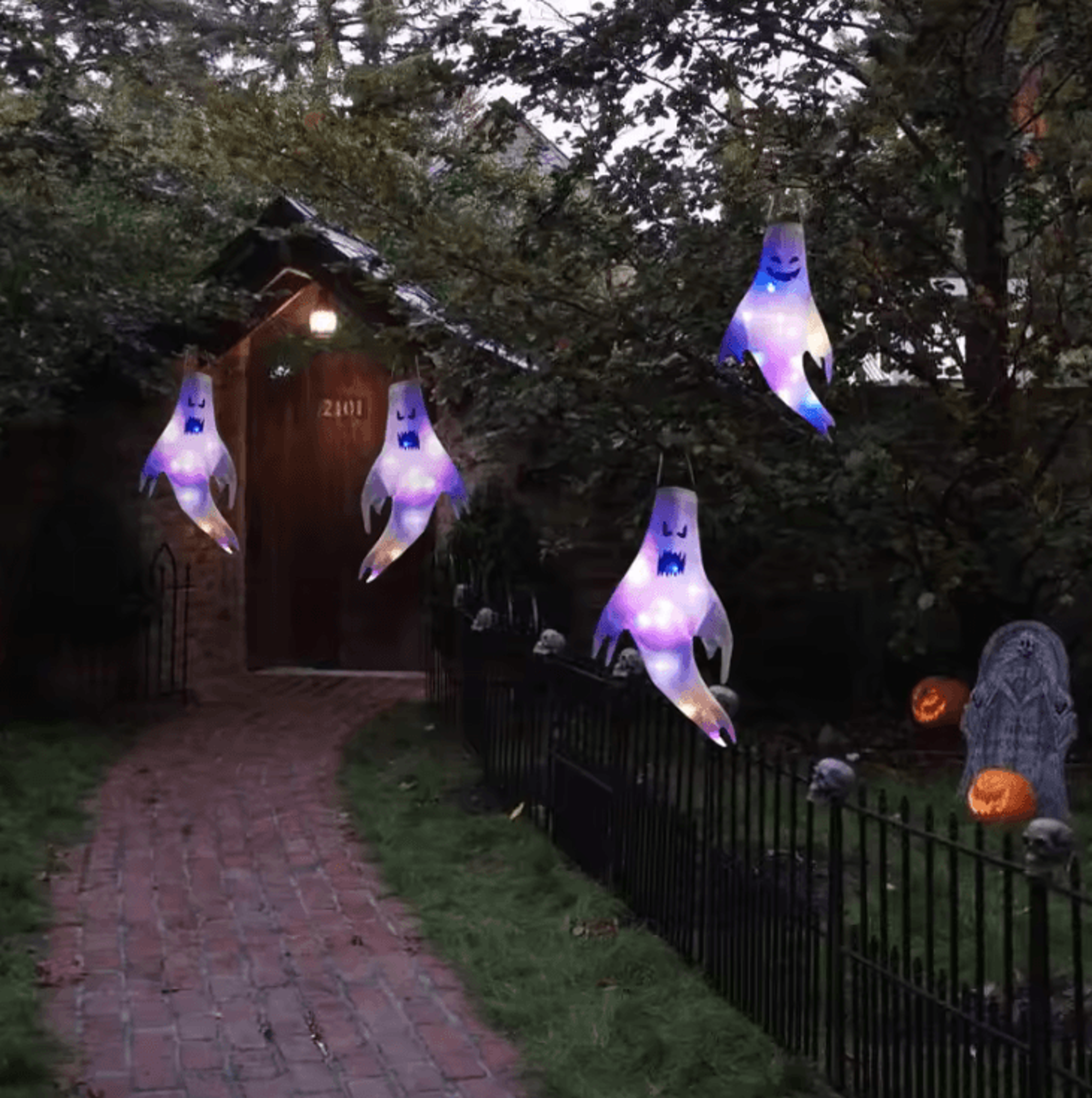 LED Hanging Ghost Decoration  Hanging Ghost Decoration LightUp Halloween Decor For Home Yard  Parti 4