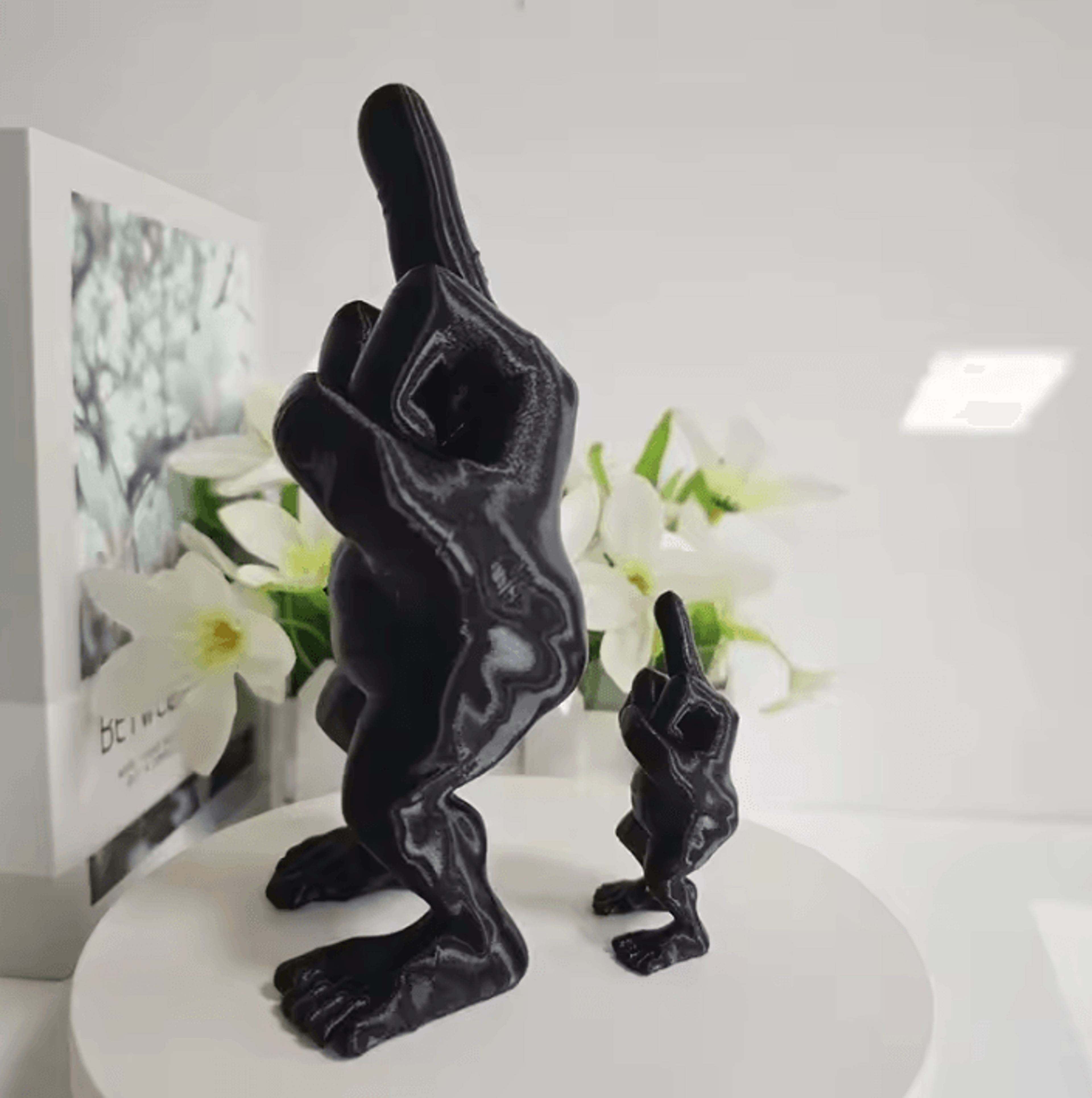 3D Printed Middle Finger Desk Figurine  Funny Office Desk Decor Novelty Middle Finger Figure With L 1