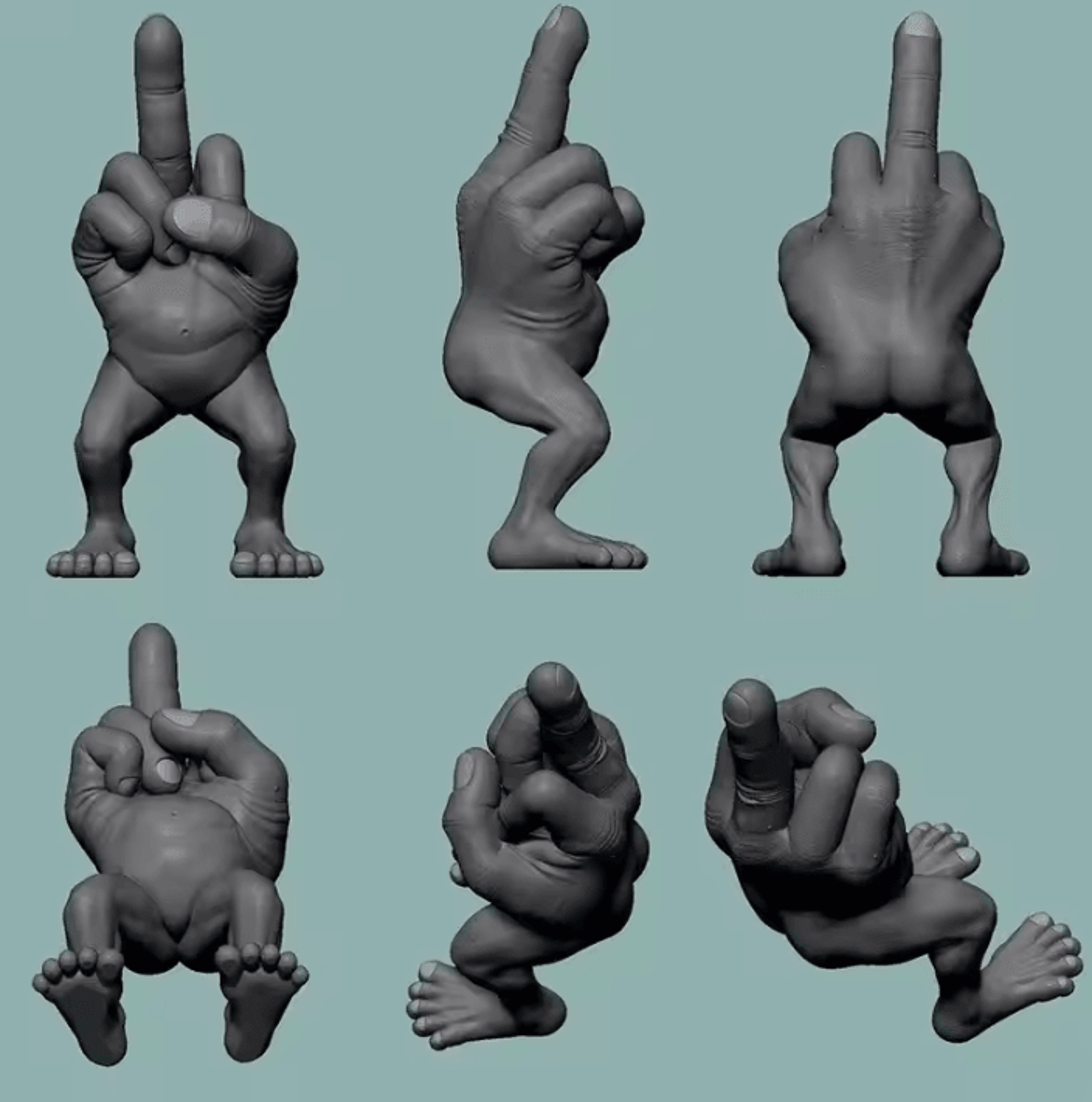 3D Printed Middle Finger Desk Figurine  Funny Office Desk Decor Novelty Middle Finger Figure With L 2