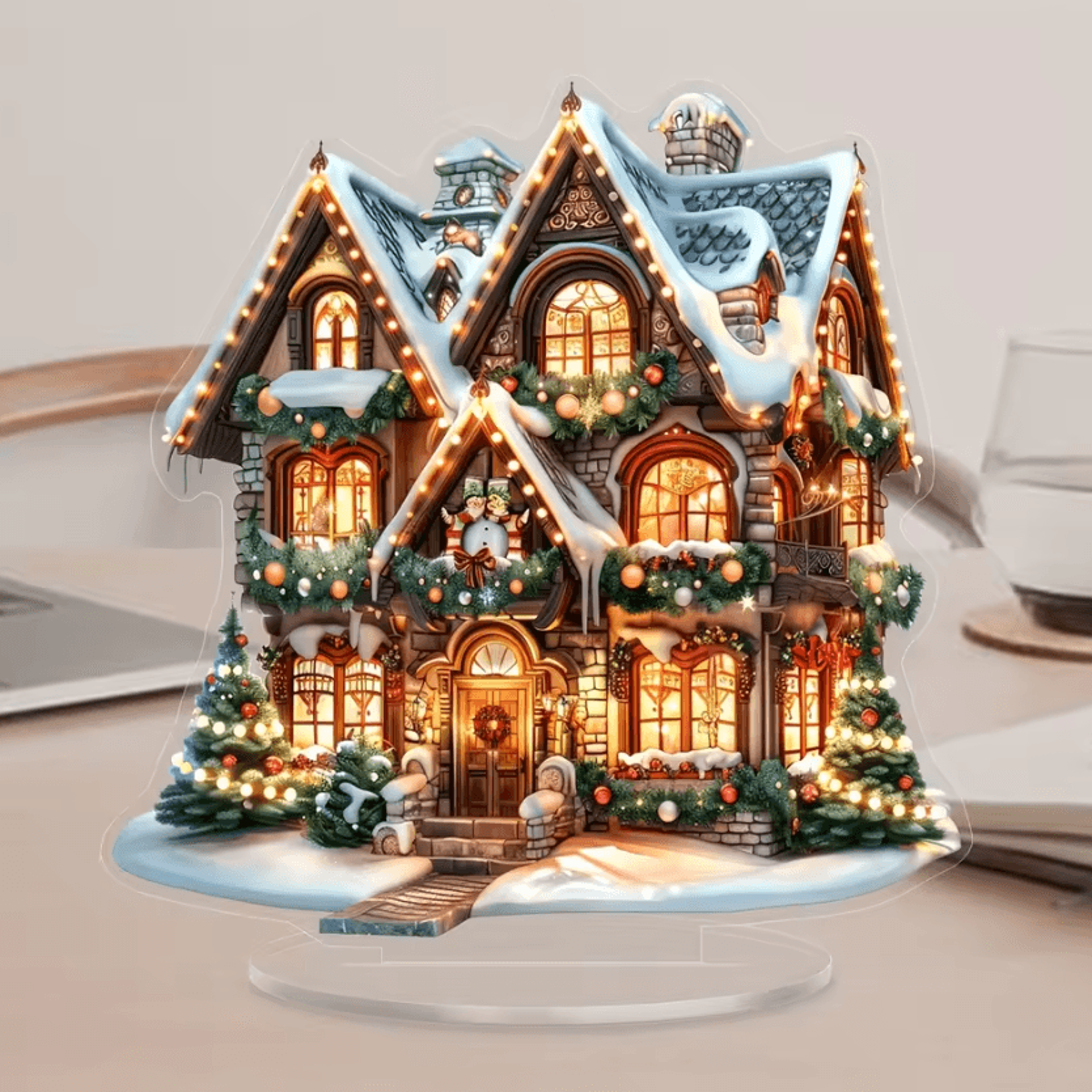 Boho Christmas Wooden Desktop Decor  Christmas Table Decoration Bohemian Christmas Ornament For Hom 1