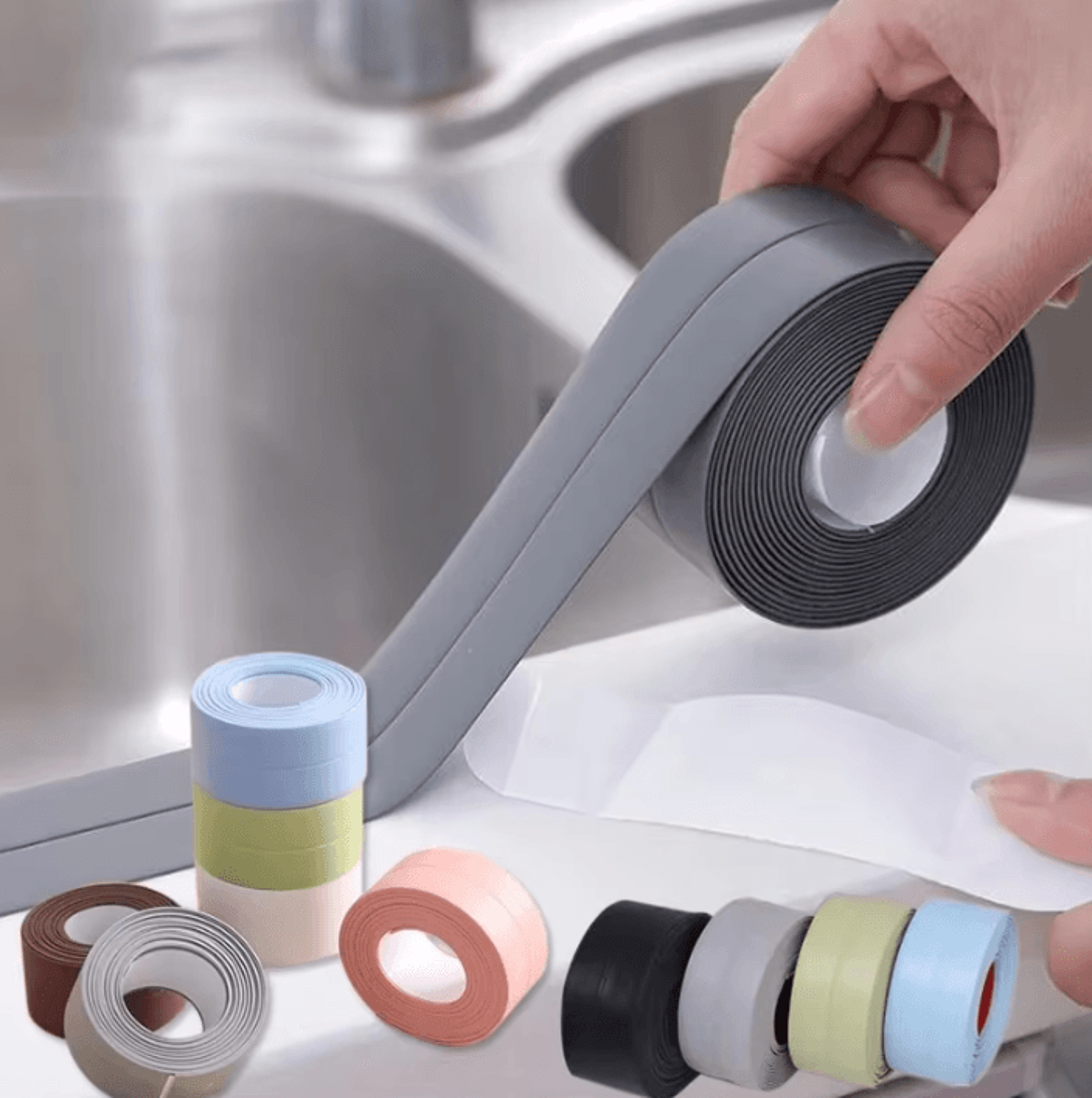 Waterproof PVC Sealing Tape  Self Adhesive Sink  Bathroom Edge Strip 1