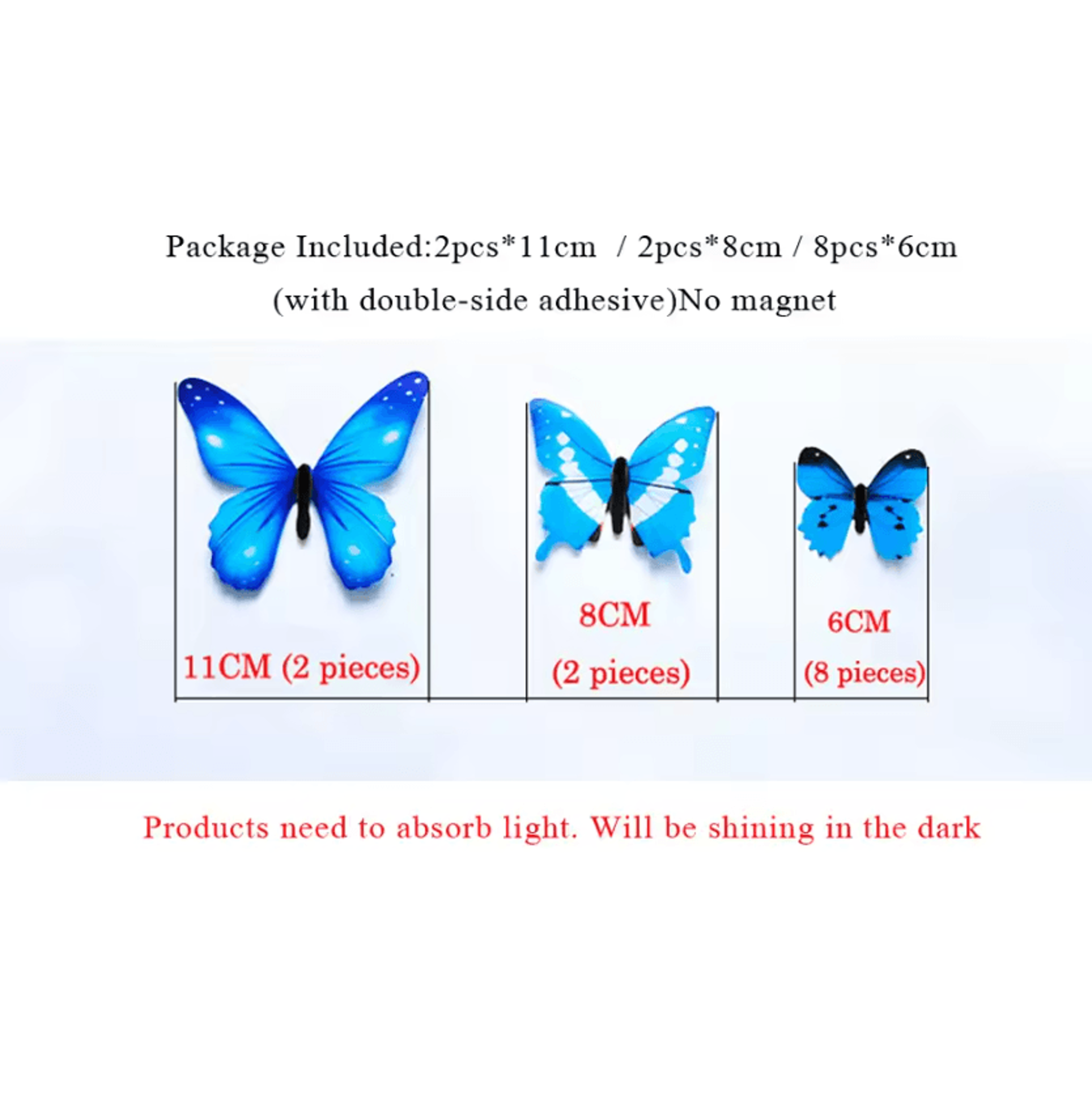12Pcs 3D Luminous Butterfly Wall Stickers  Glow In The Dark Home  Party Decor 1