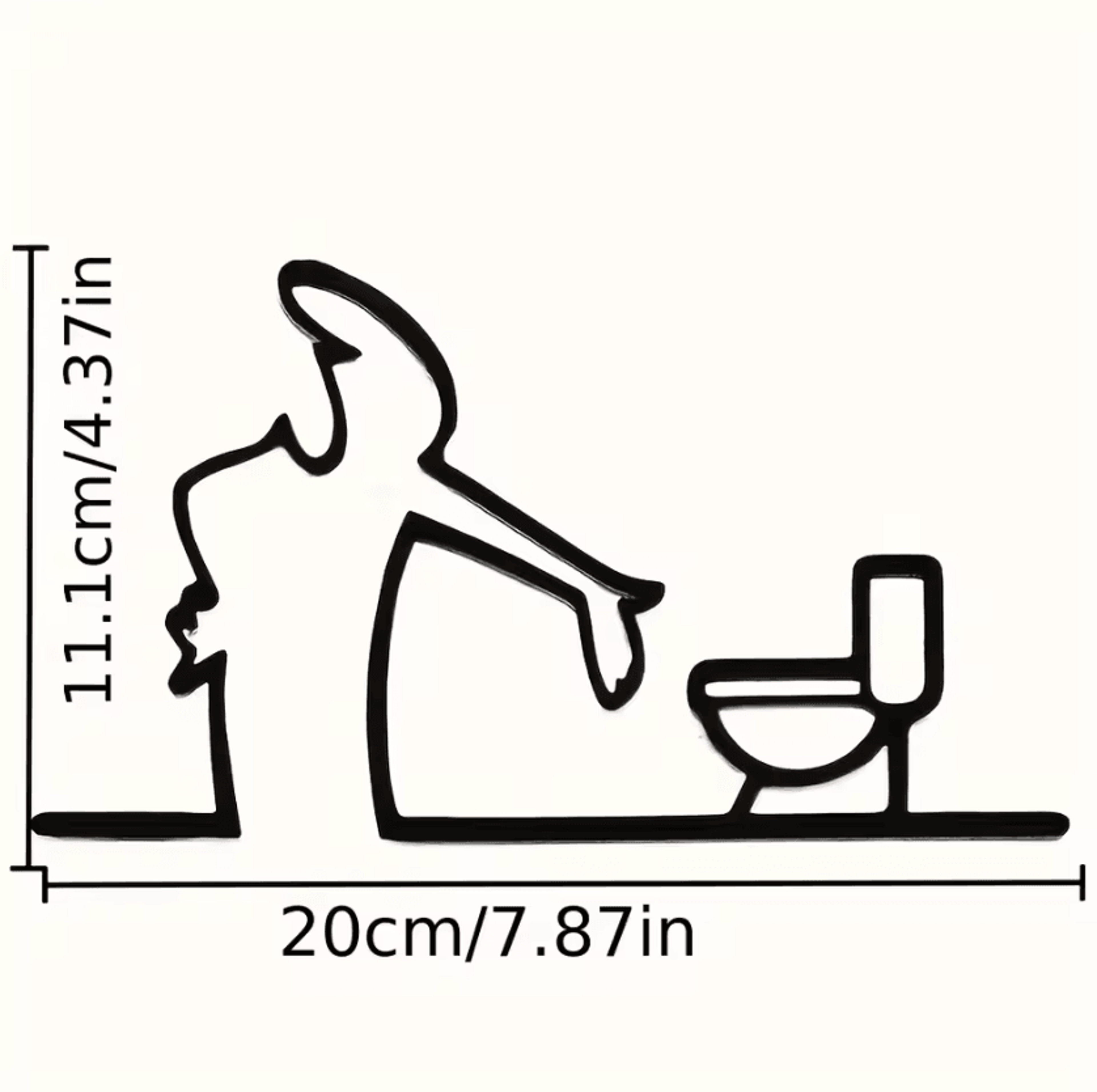Modern Black Metal Bathroom Wall Art  2D Flat WC Decor Sign 4