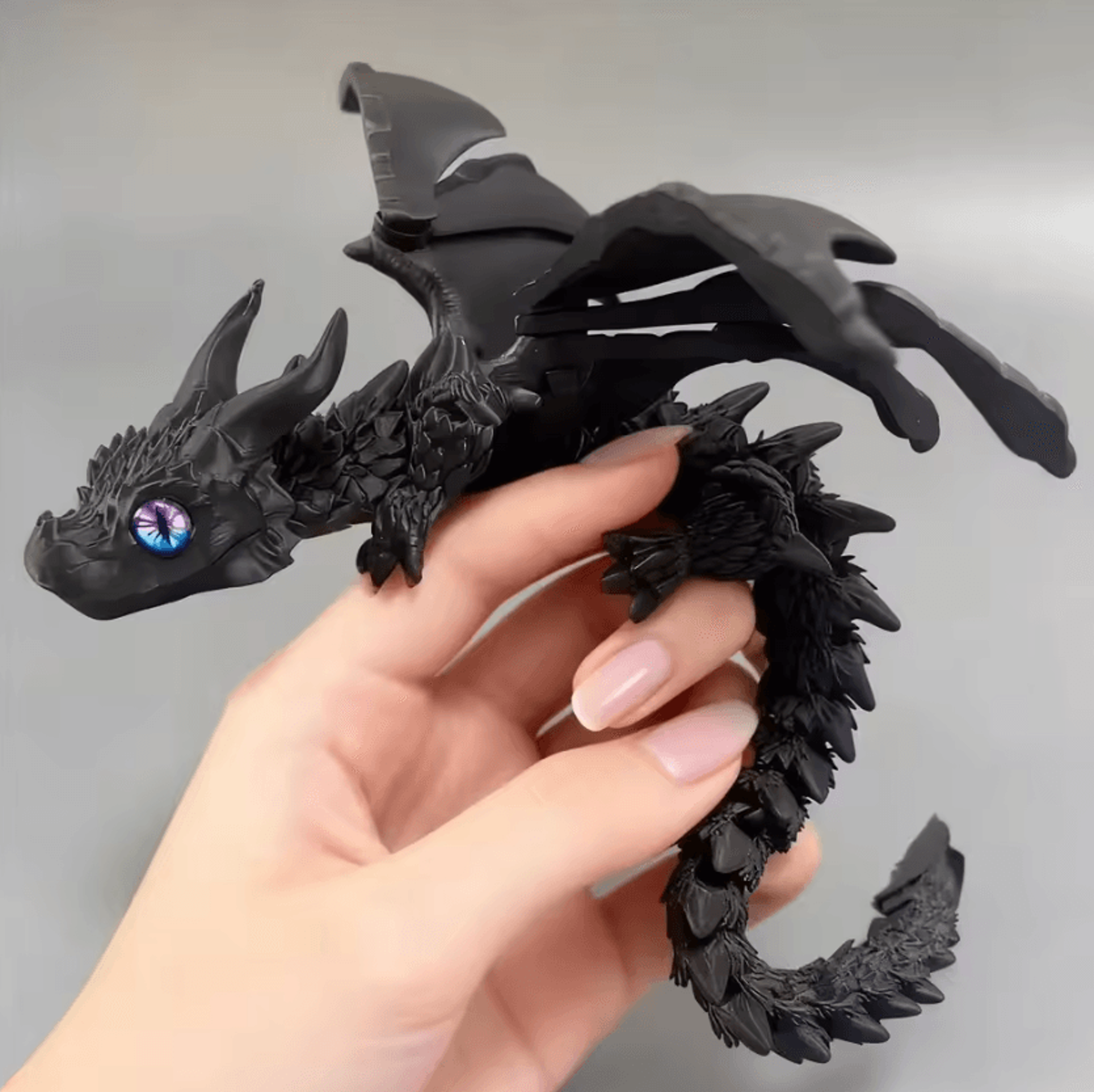 3D Printed Winged Dragon Figurine With Adjustable Wings And Random Eyes 1