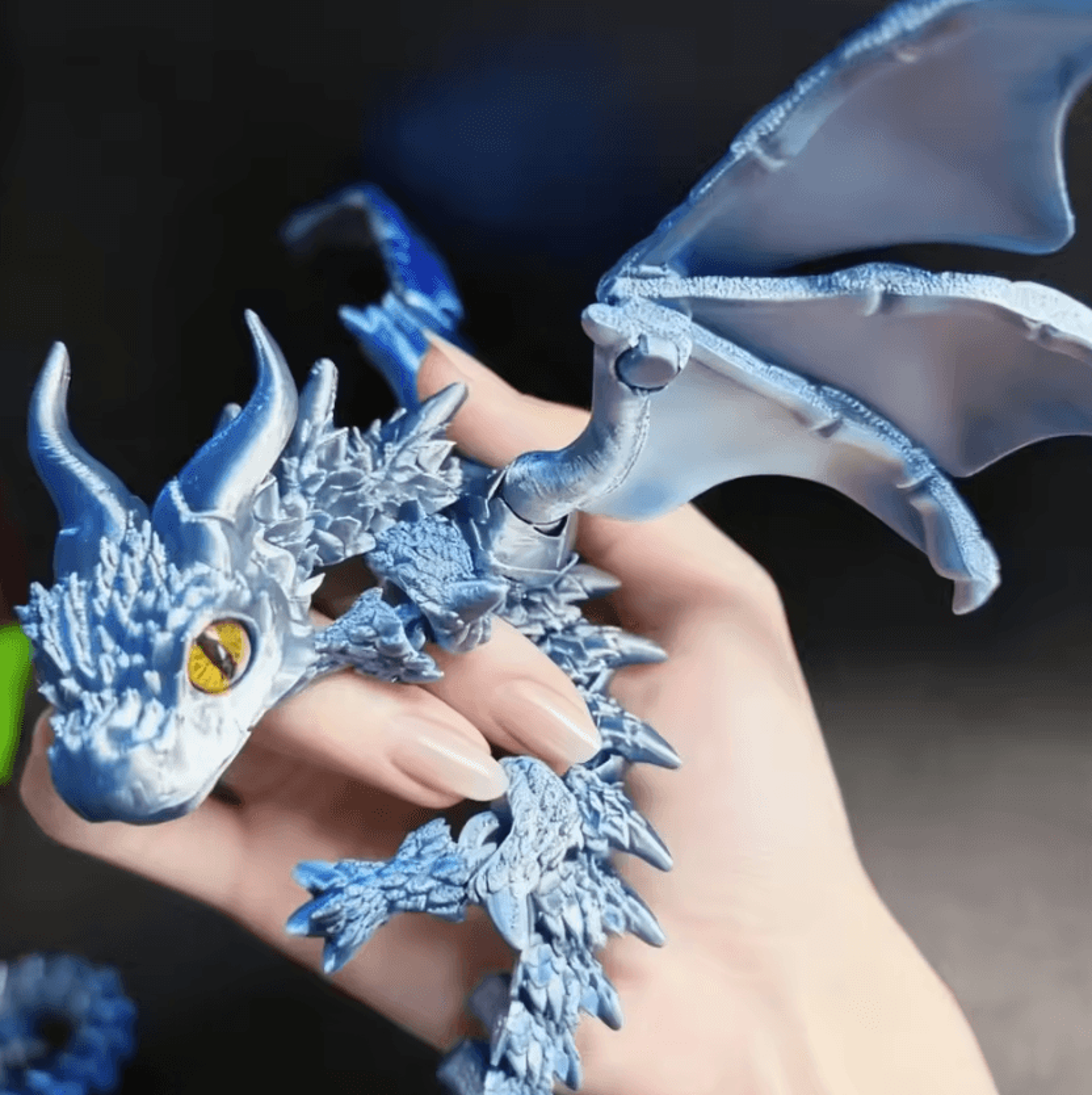 3D Printed Winged Dragon Figurine With Adjustable Wings And Random Eyes 7