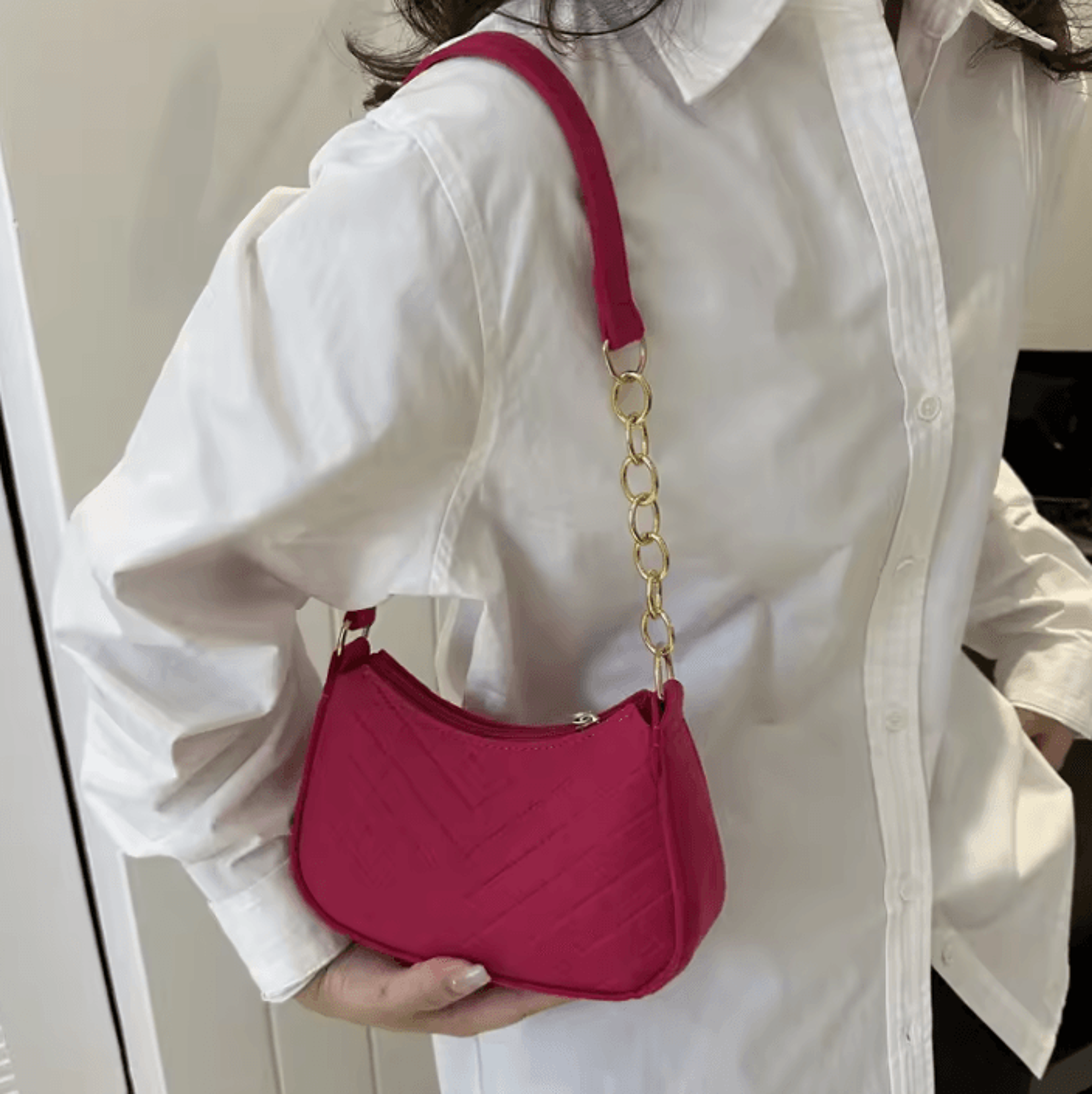 Womens Mini Felt Crescent Shoulder Bag  Chic Underarm Saddle Purse 2