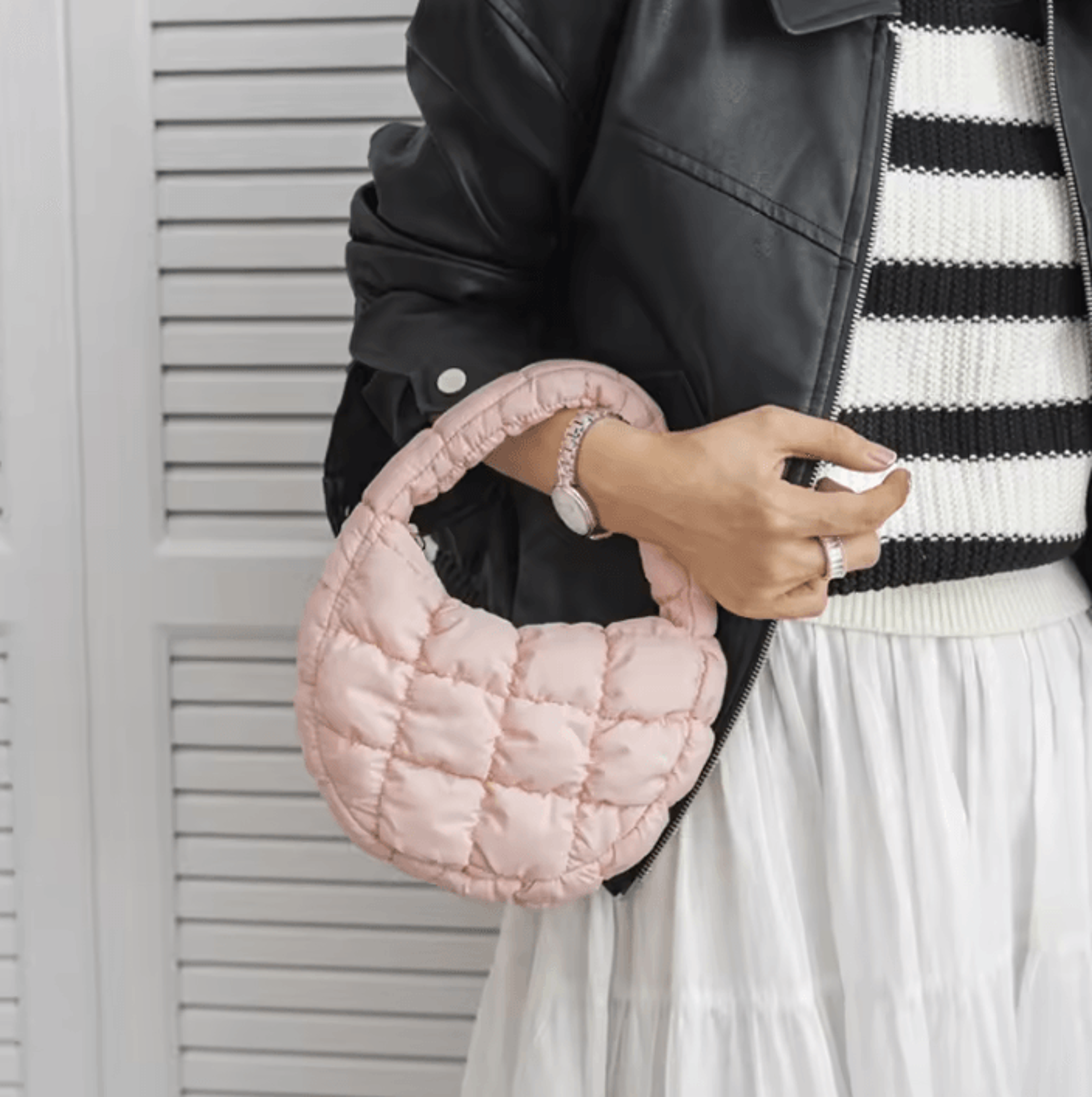 Mini Puffer Tote Bag  Quilted Nylon Phone Purse 1