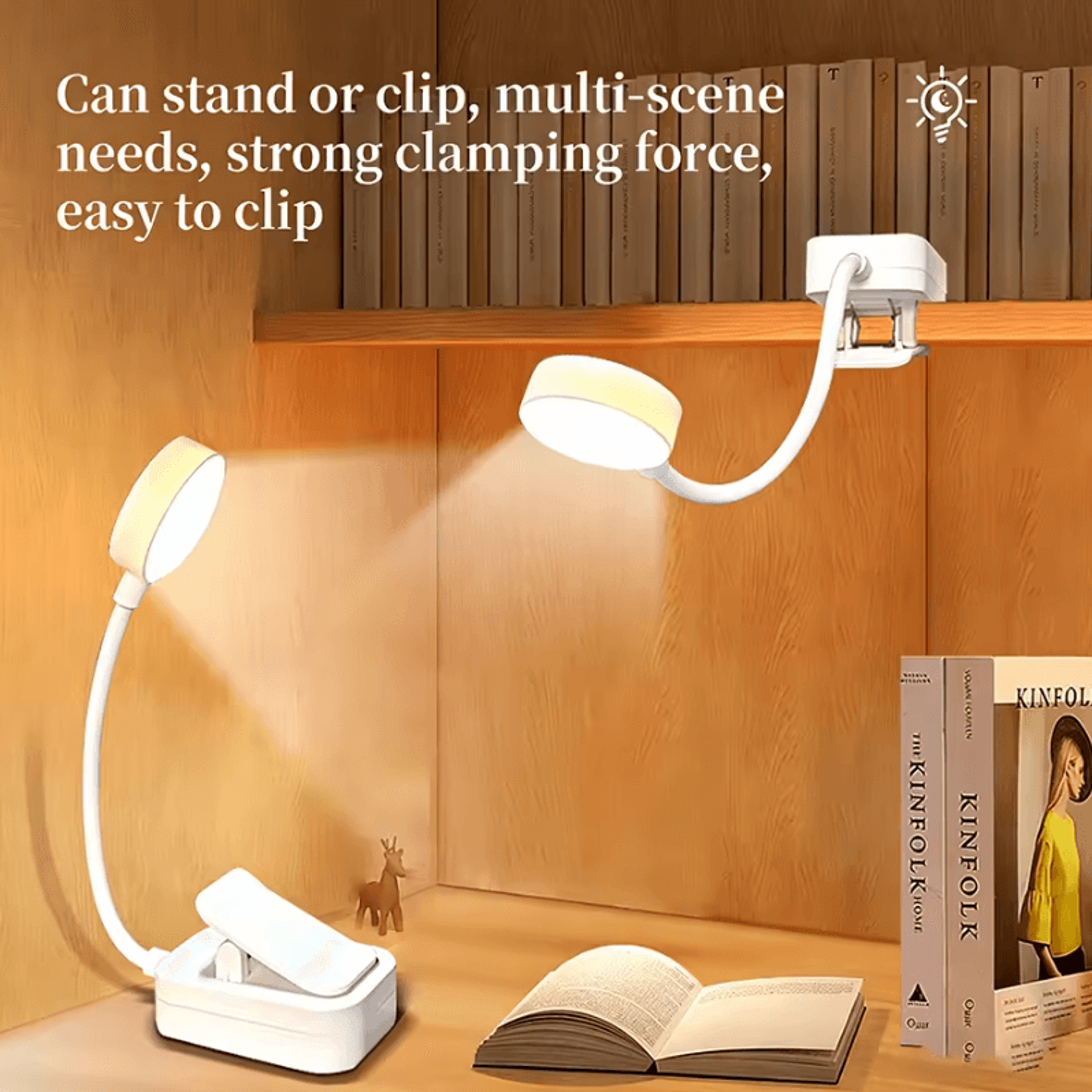 Mini LED ClipOn Reading Light  3Mode USB Rechargeable Book Lamp 0