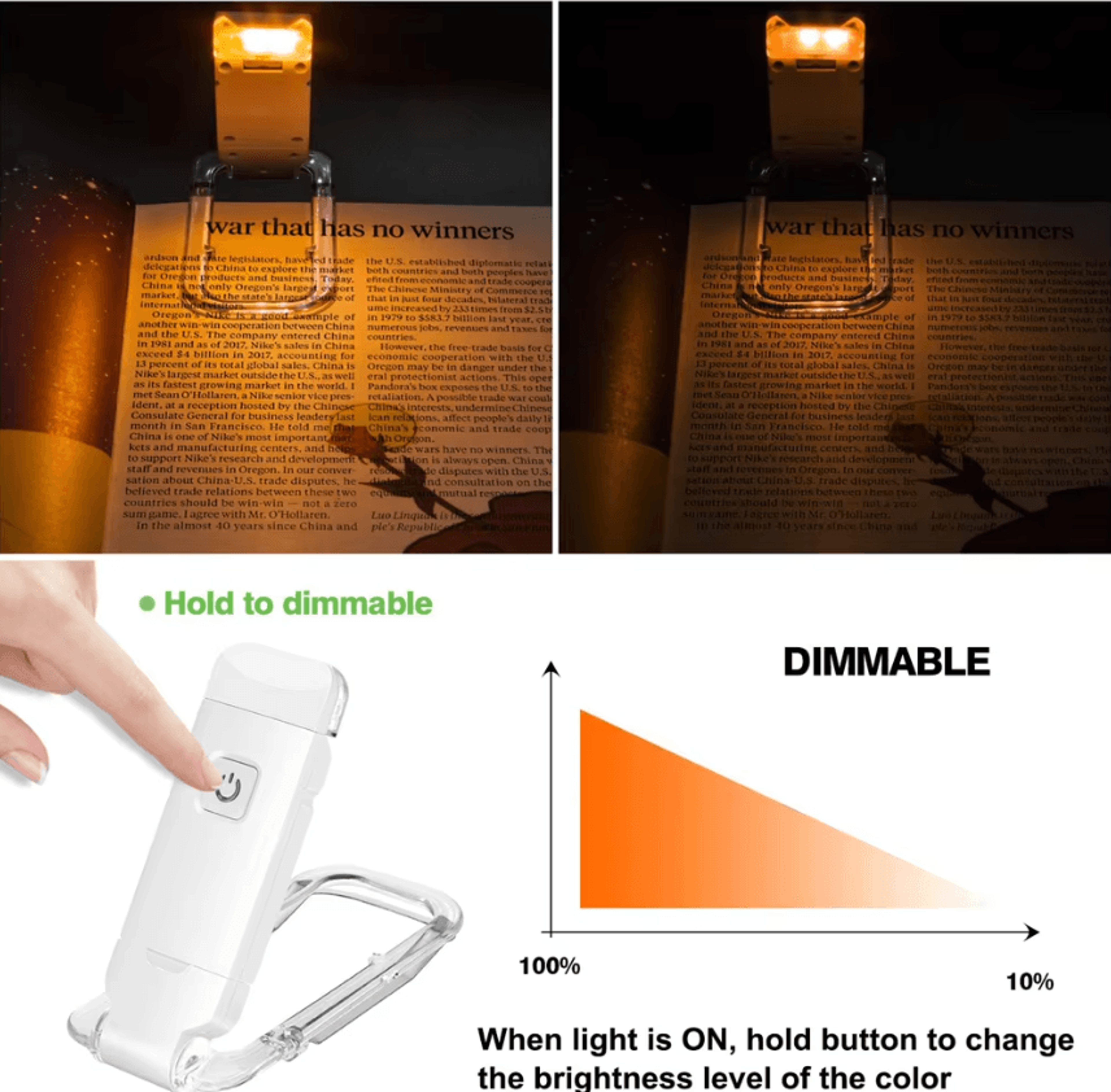 USB Rechargeable Clip On Book Light  Adjustable LED Reading Lamps 1