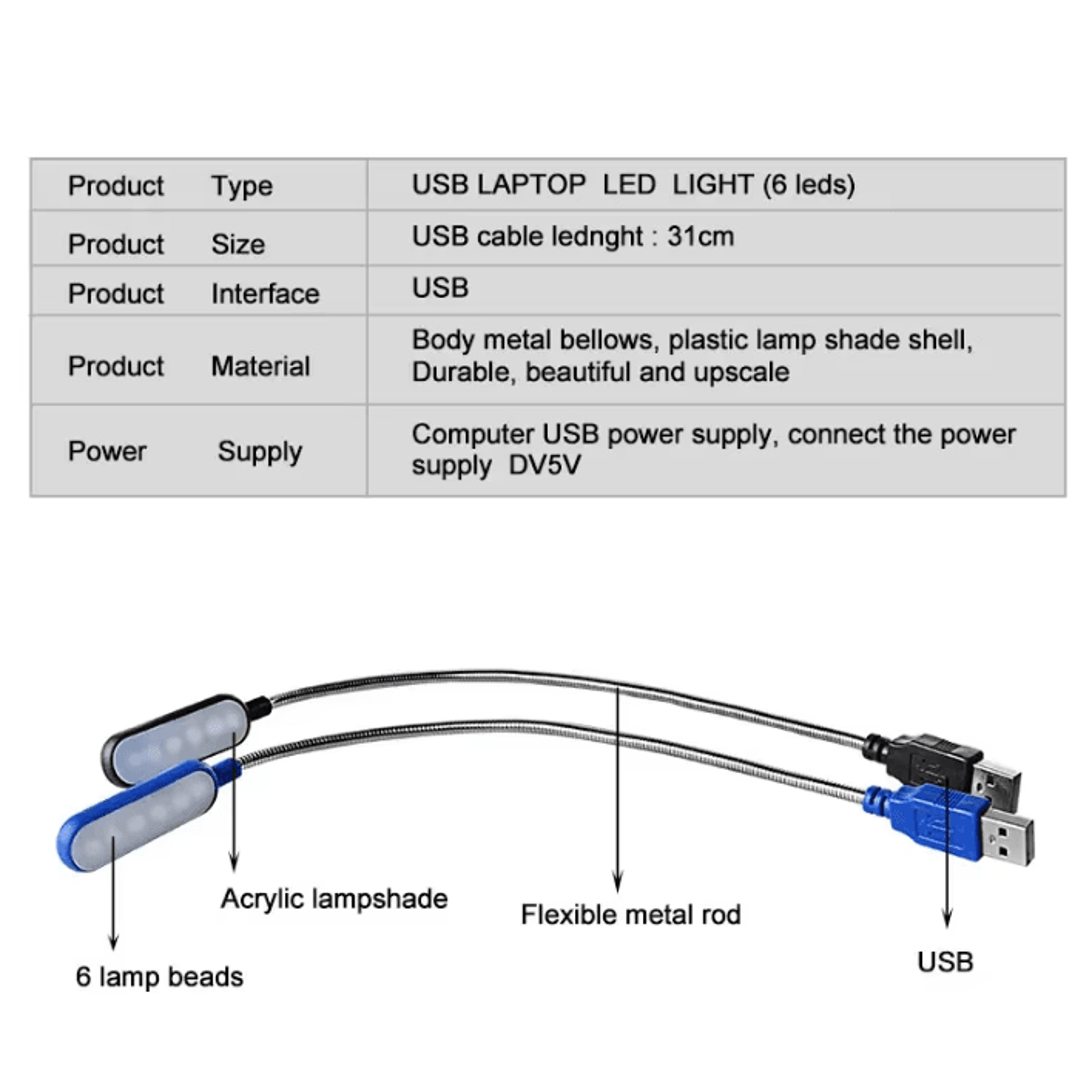 Mini Flexible USB LED Reading Light  Portable Laptop And Power Bank Lamp 2