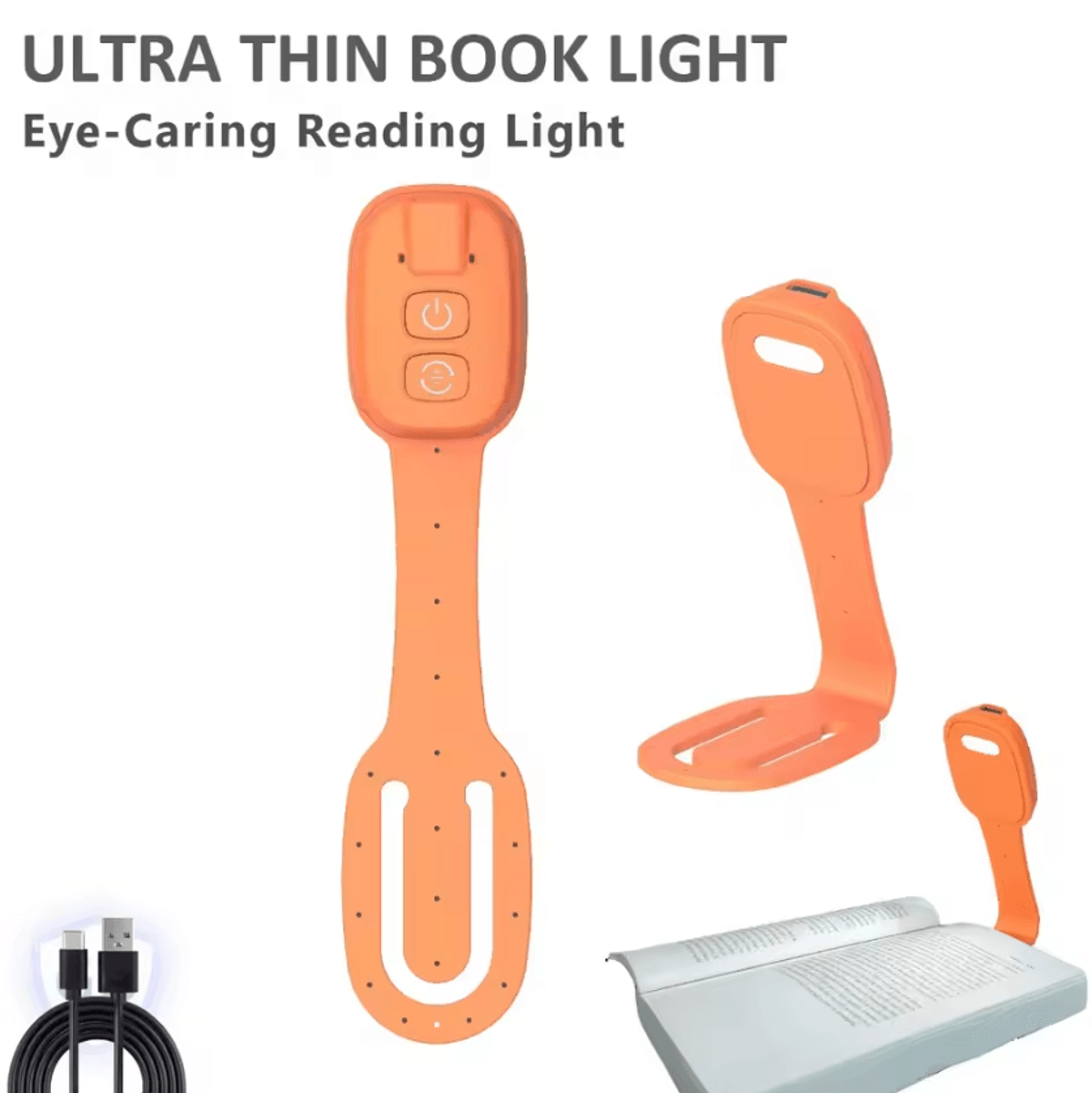 2in1 Rechargeable Bookmark Book Light  UltraThin Dimmable Clip On Reading Lamp 6