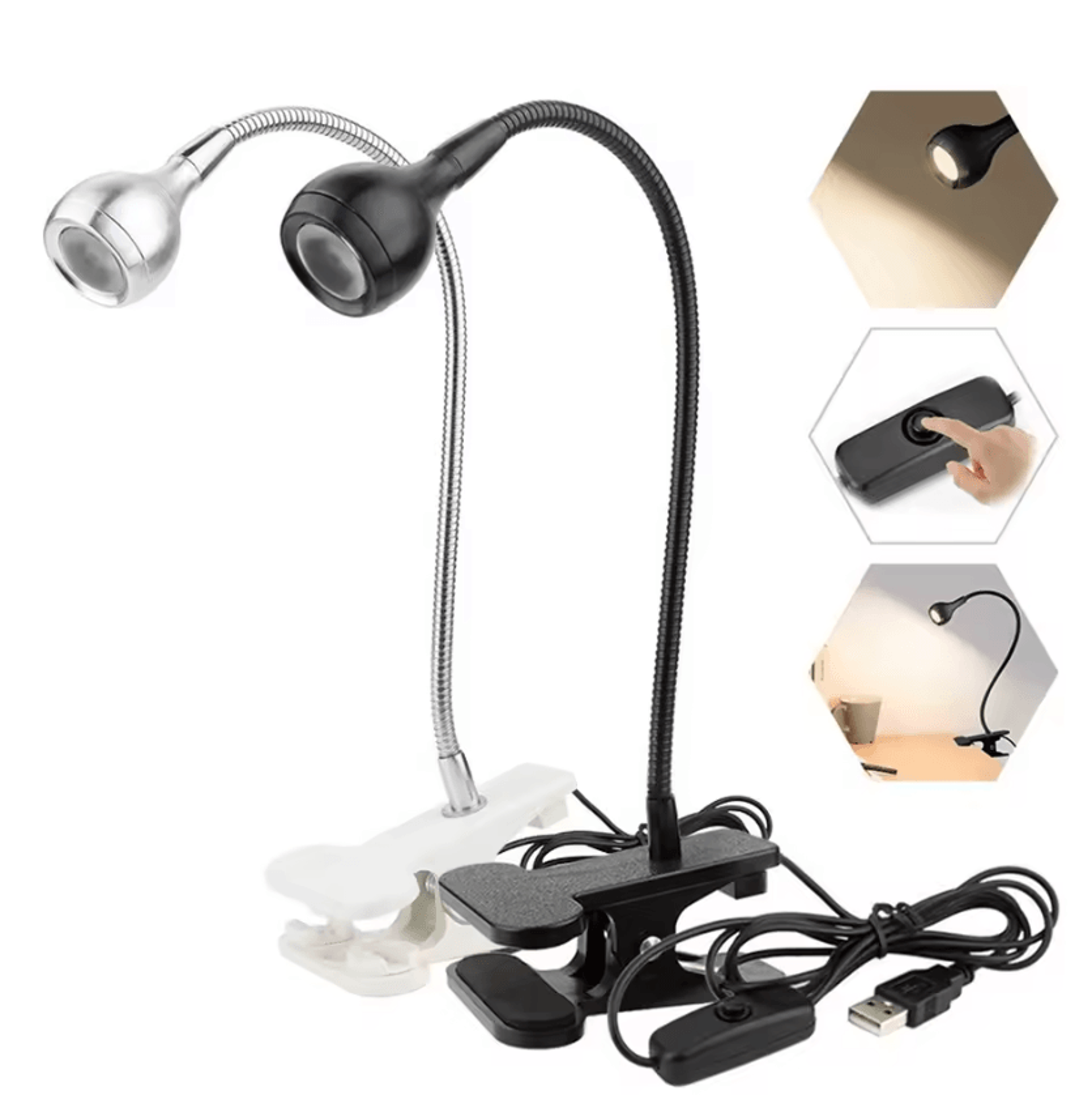 Flexible USB Clip On Reading Lamp  Adjustable Bedside Study Light 0