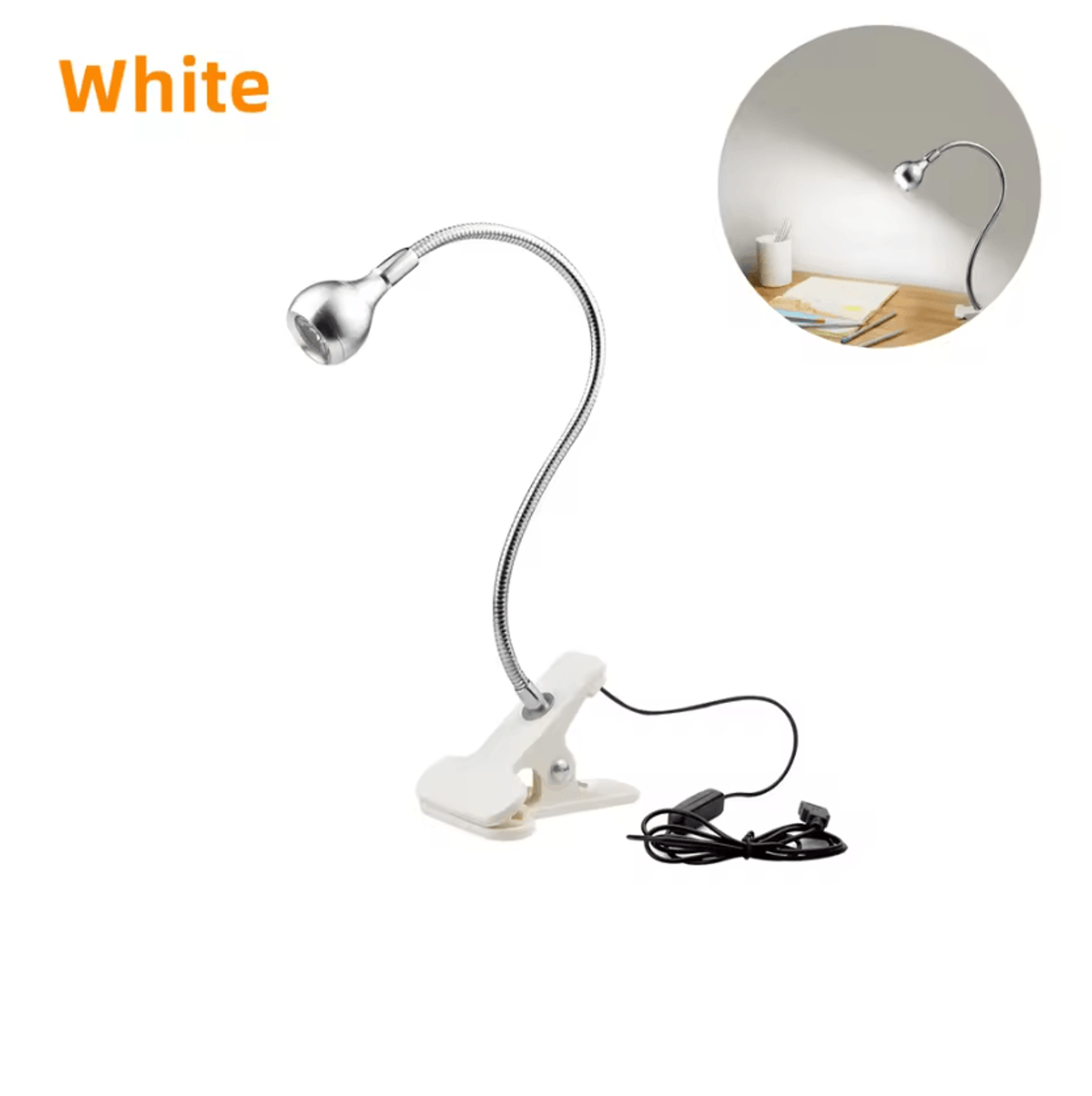 Flexible USB Clip On Reading Lamp  Adjustable Bedside Study Light 5