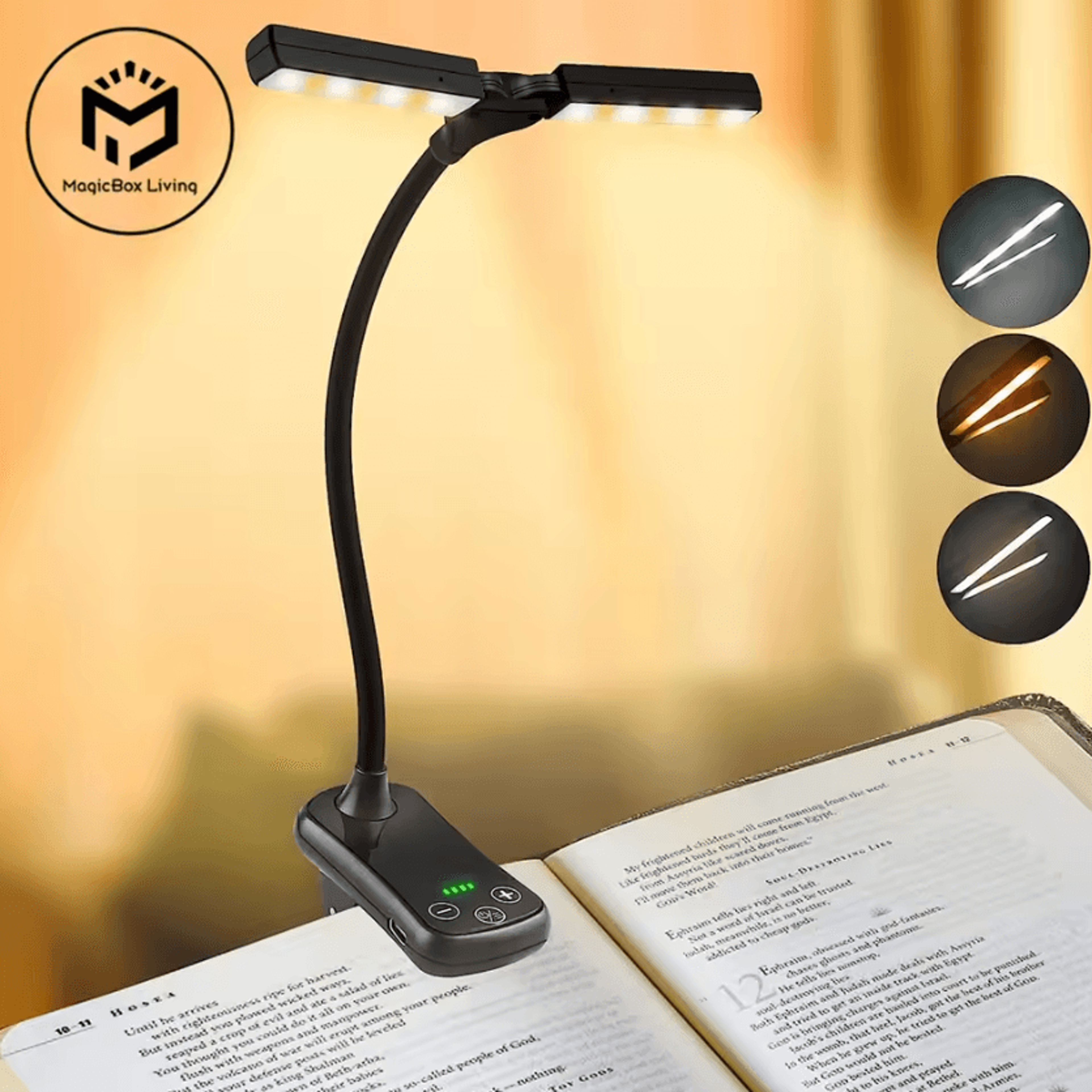 14 LED Rechargeable Clip On Book Light  3 Colors 8 Brightness Levels 0