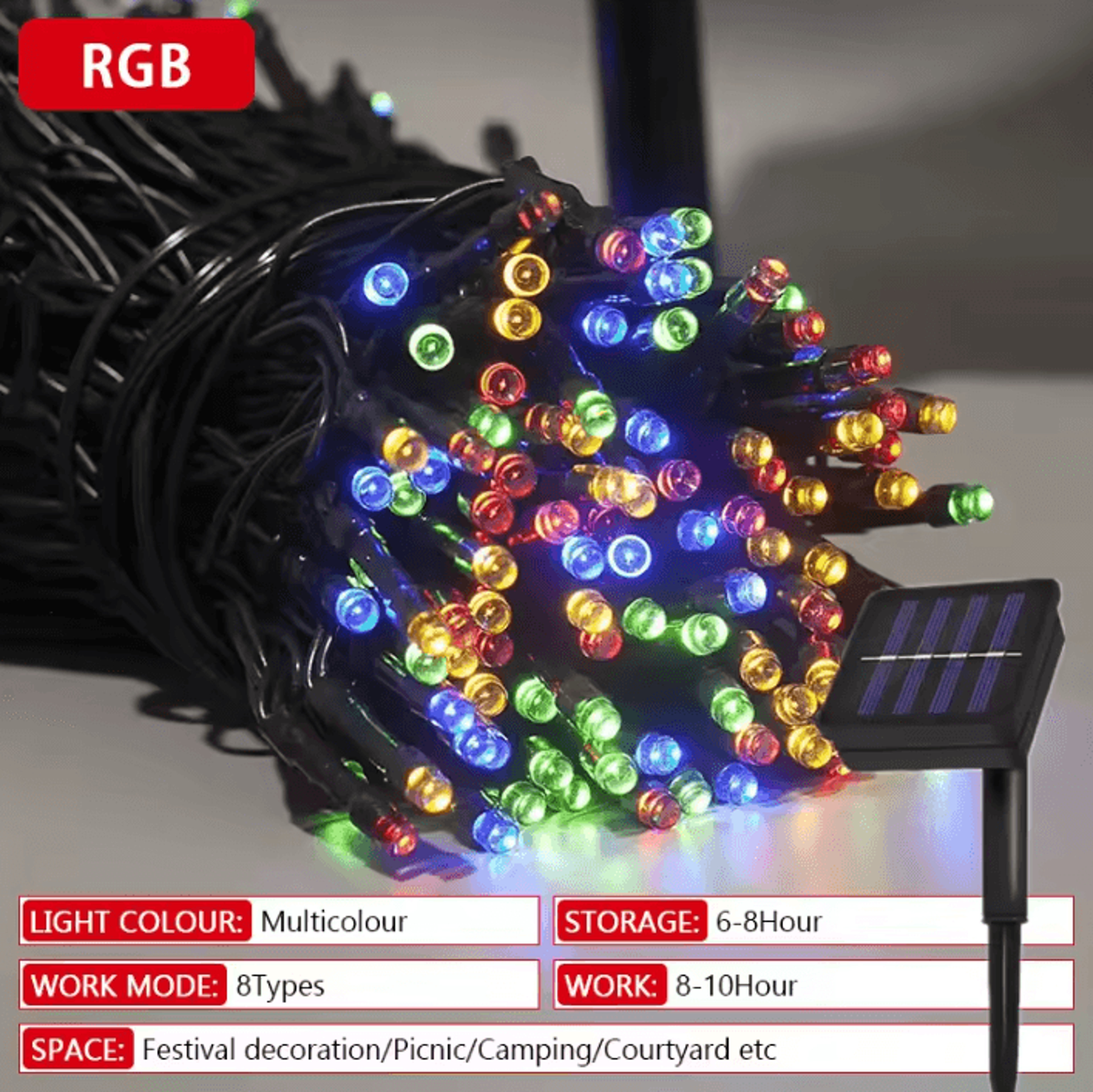 32M Solar LED Fairy String Lights  Waterproof 8 Mode Outdoor Lights 4