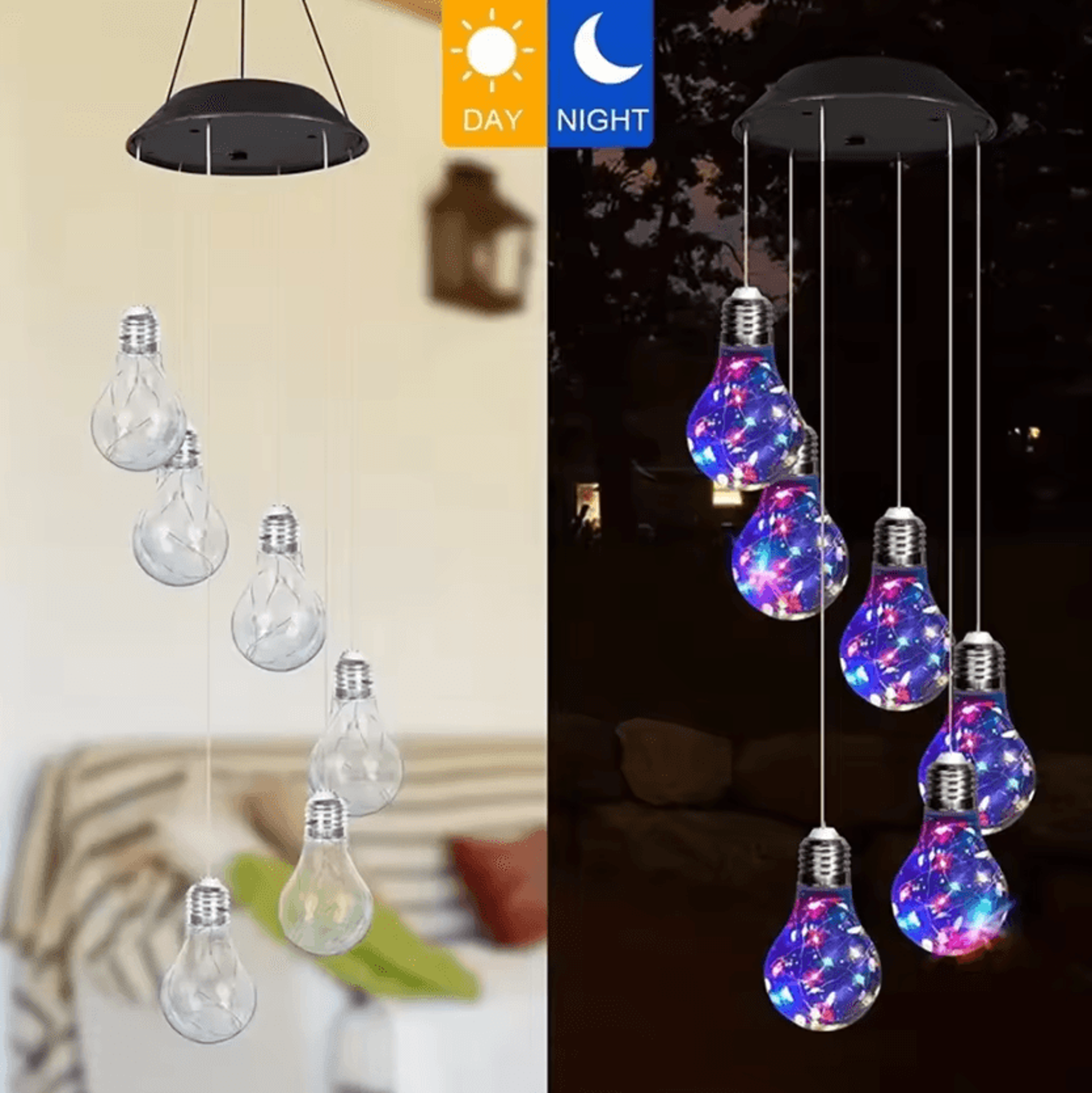 Color Changing Solar Wind Chime Lights  6 LED Hanging Garden Decor 1