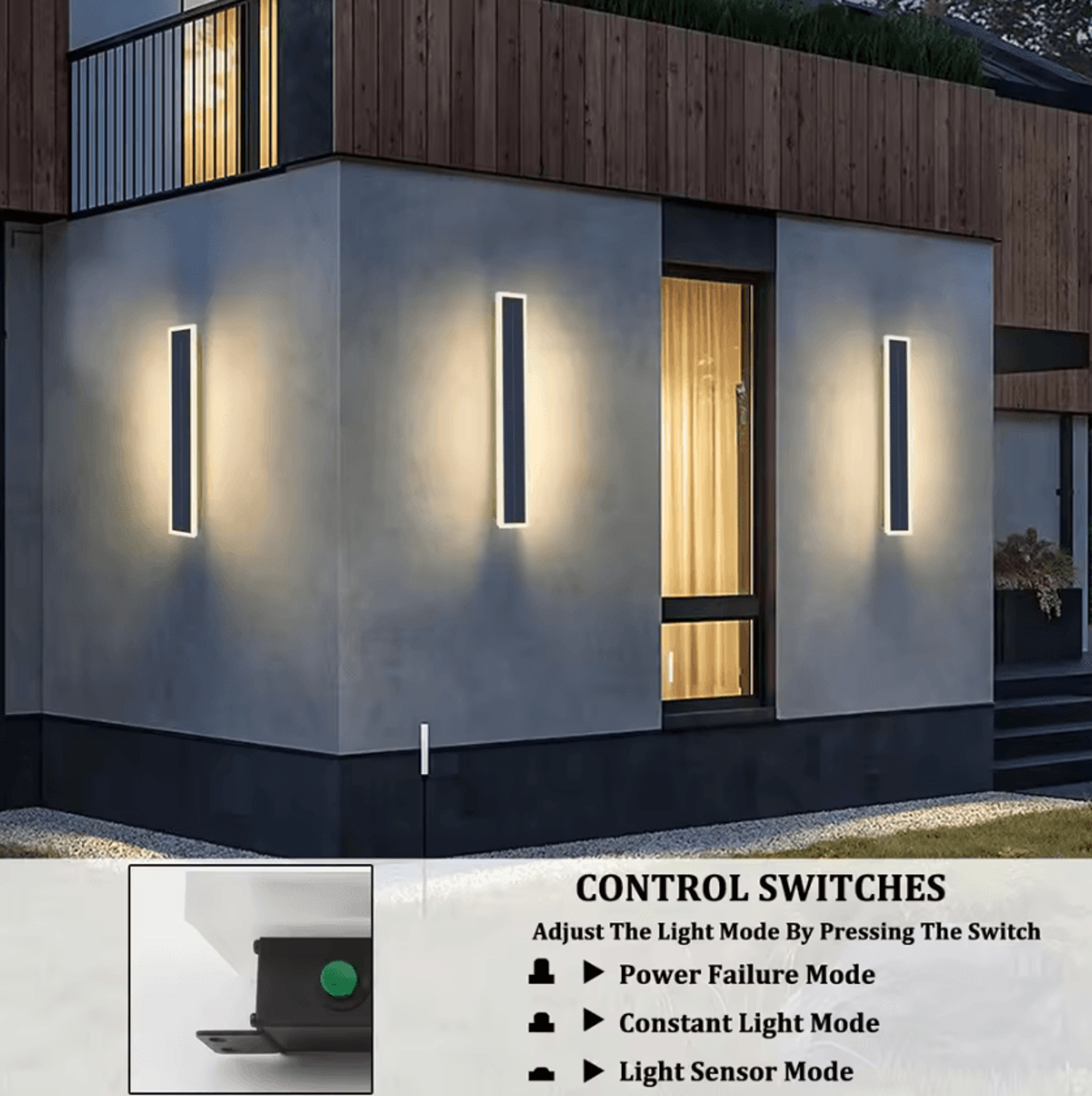 Modern 60cm Solar Wall Light  10W IP65 Waterproof Outdoor Lamp 3