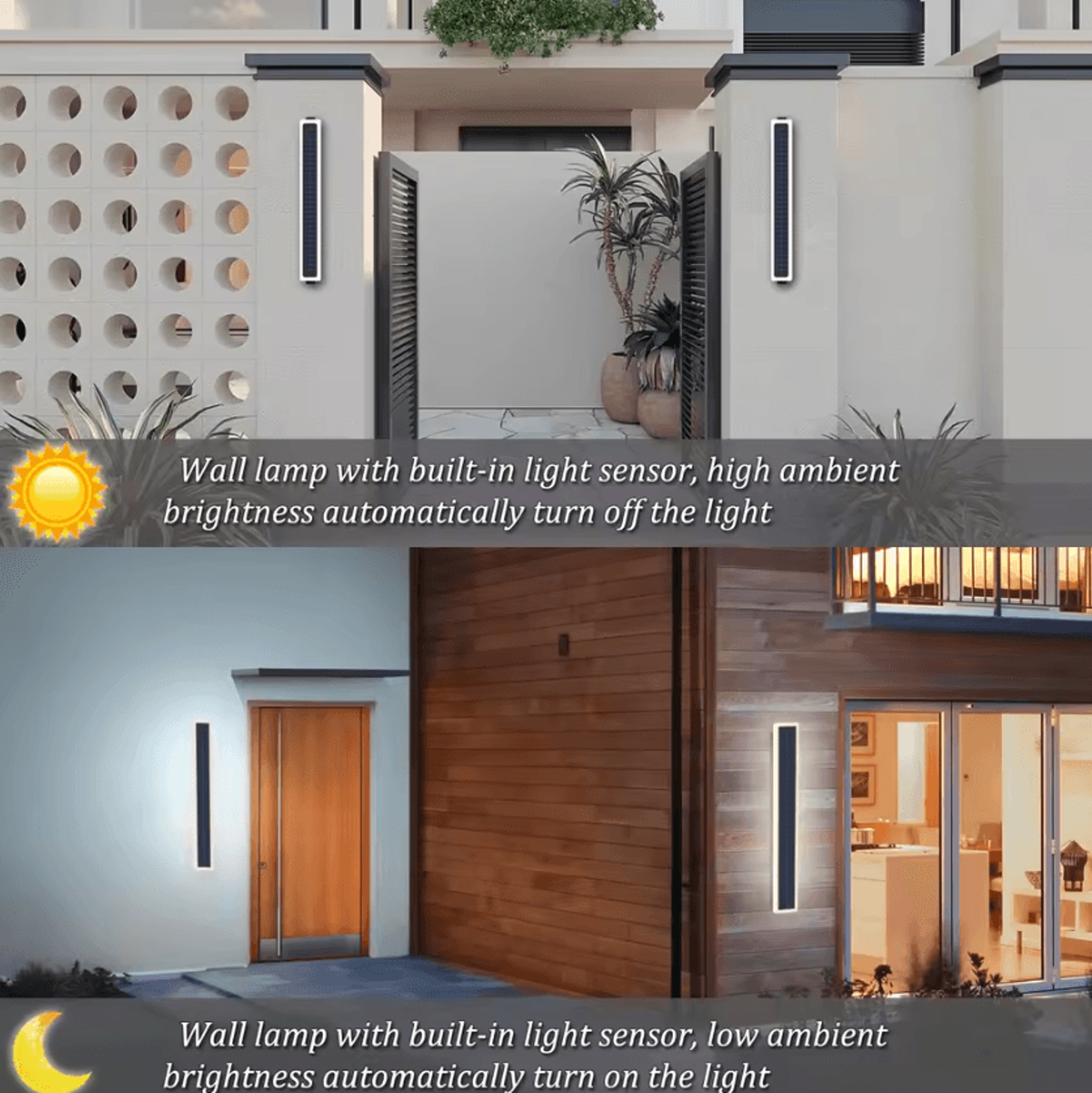Modern 60cm Solar Wall Light  10W IP65 Waterproof Outdoor Lamp 4