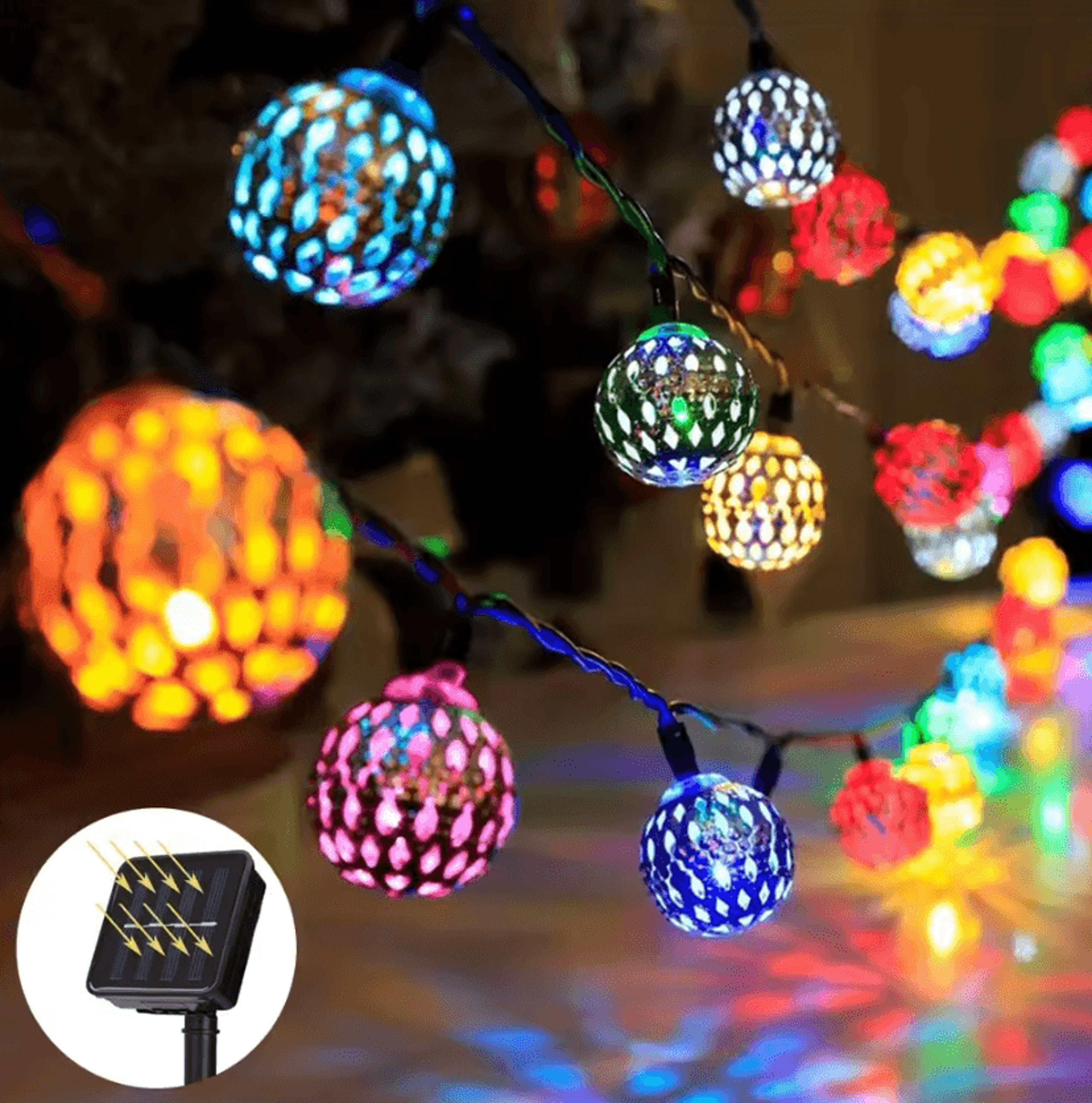 Moroccan Ball Solar String Lights  2030 LED Outdoor Fairy Lights 0