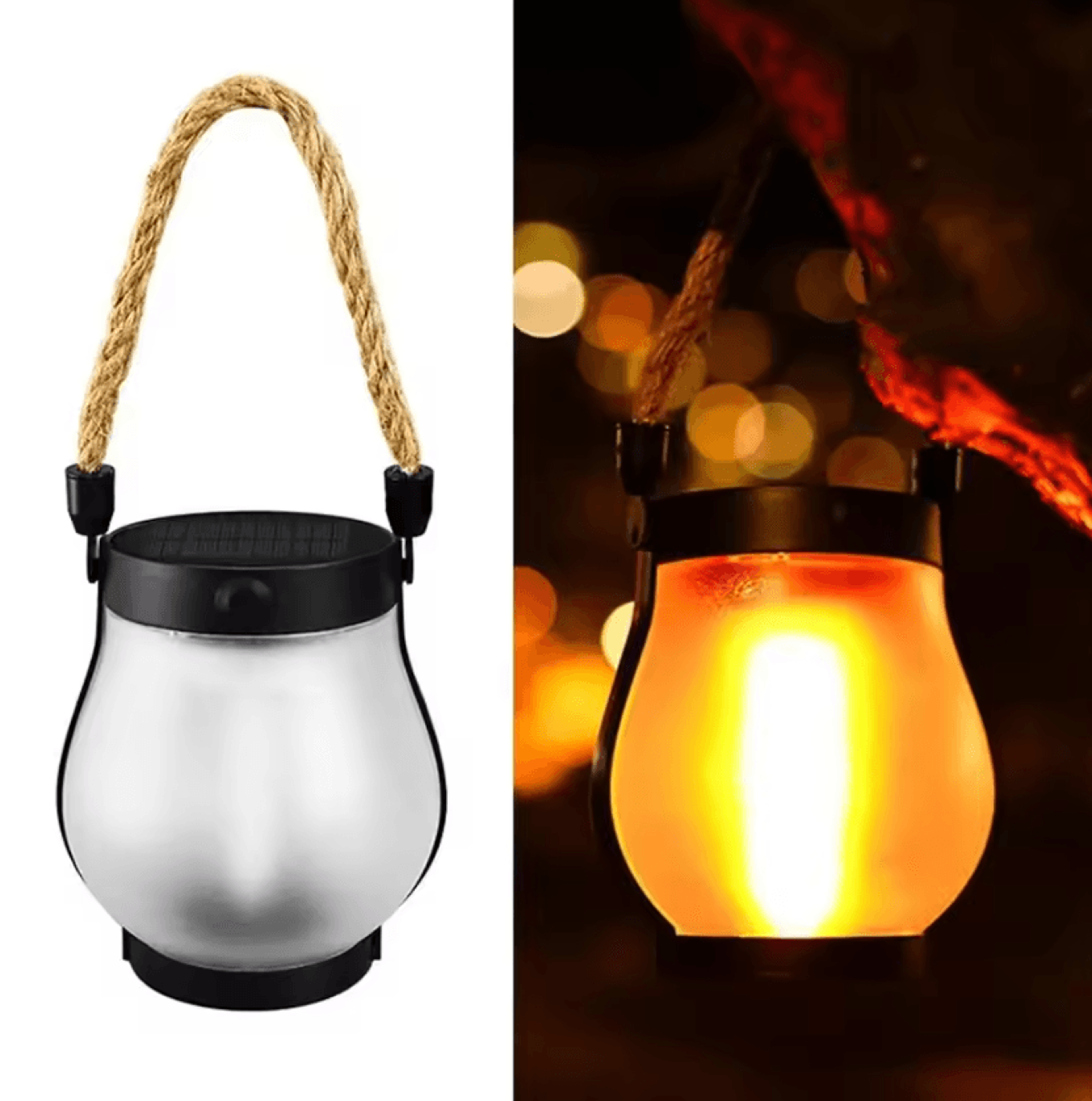 800 Lumen Solar Camping Lantern  USB Rechargeable Flame Light 0