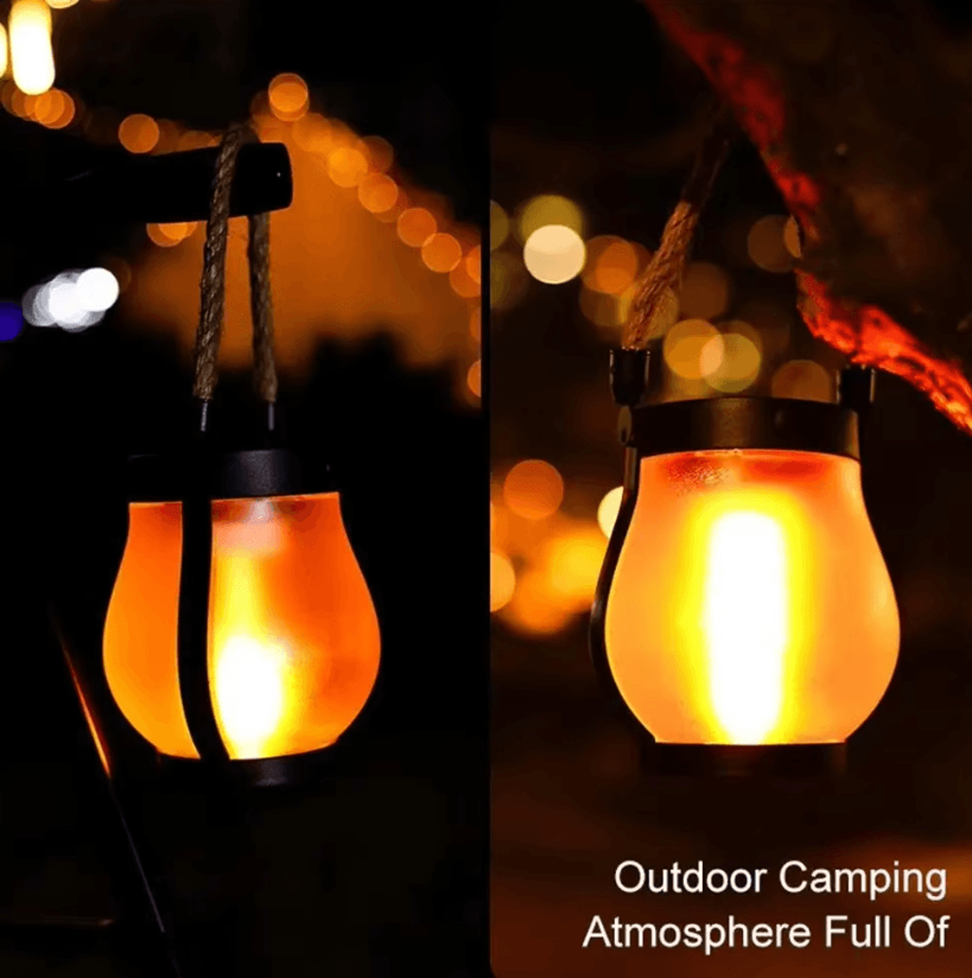 800 Lumen Solar Camping Lantern  USB Rechargeable Flame Light 1