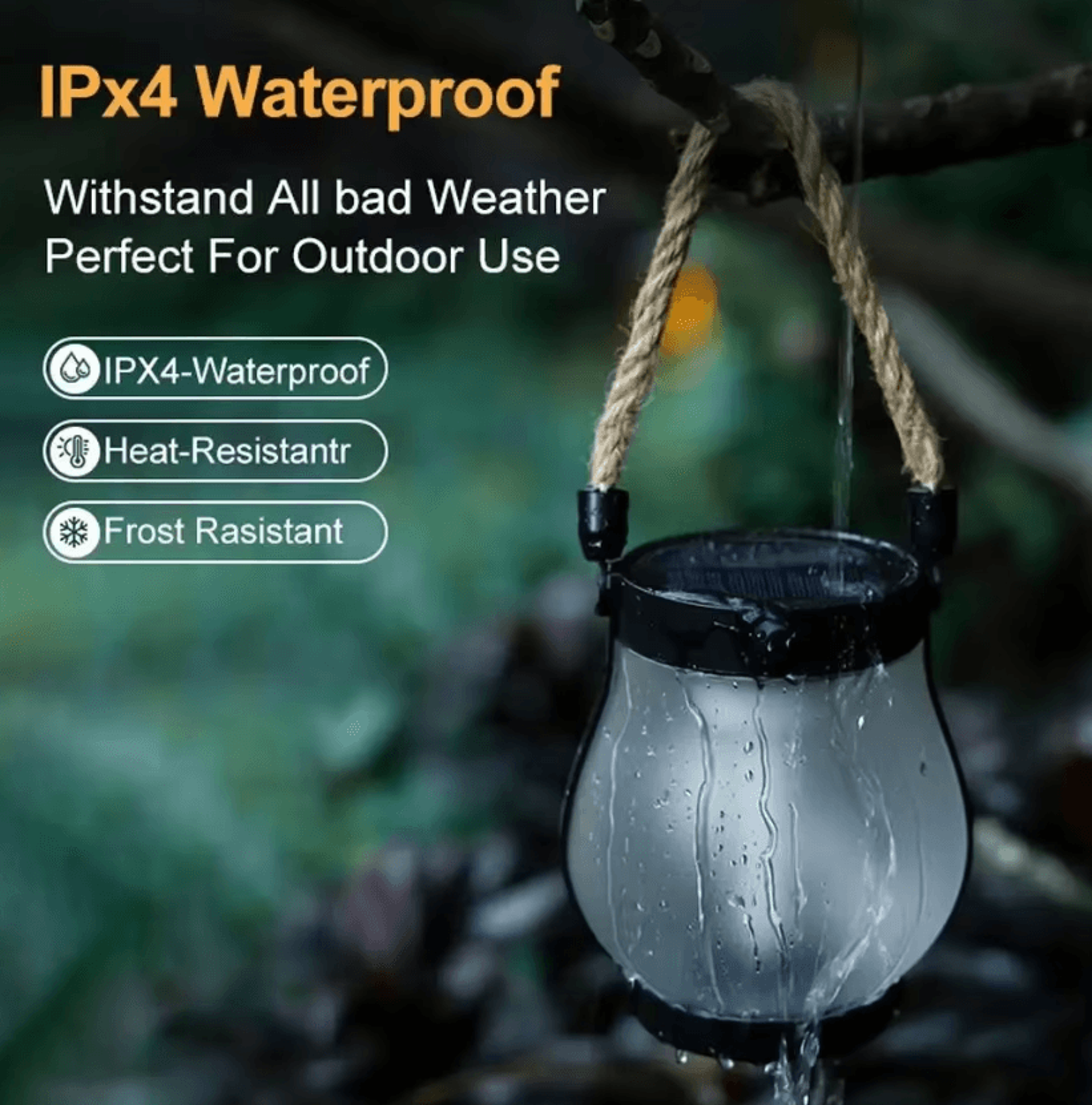 800 Lumen Solar Camping Lantern  USB Rechargeable Flame Light 3