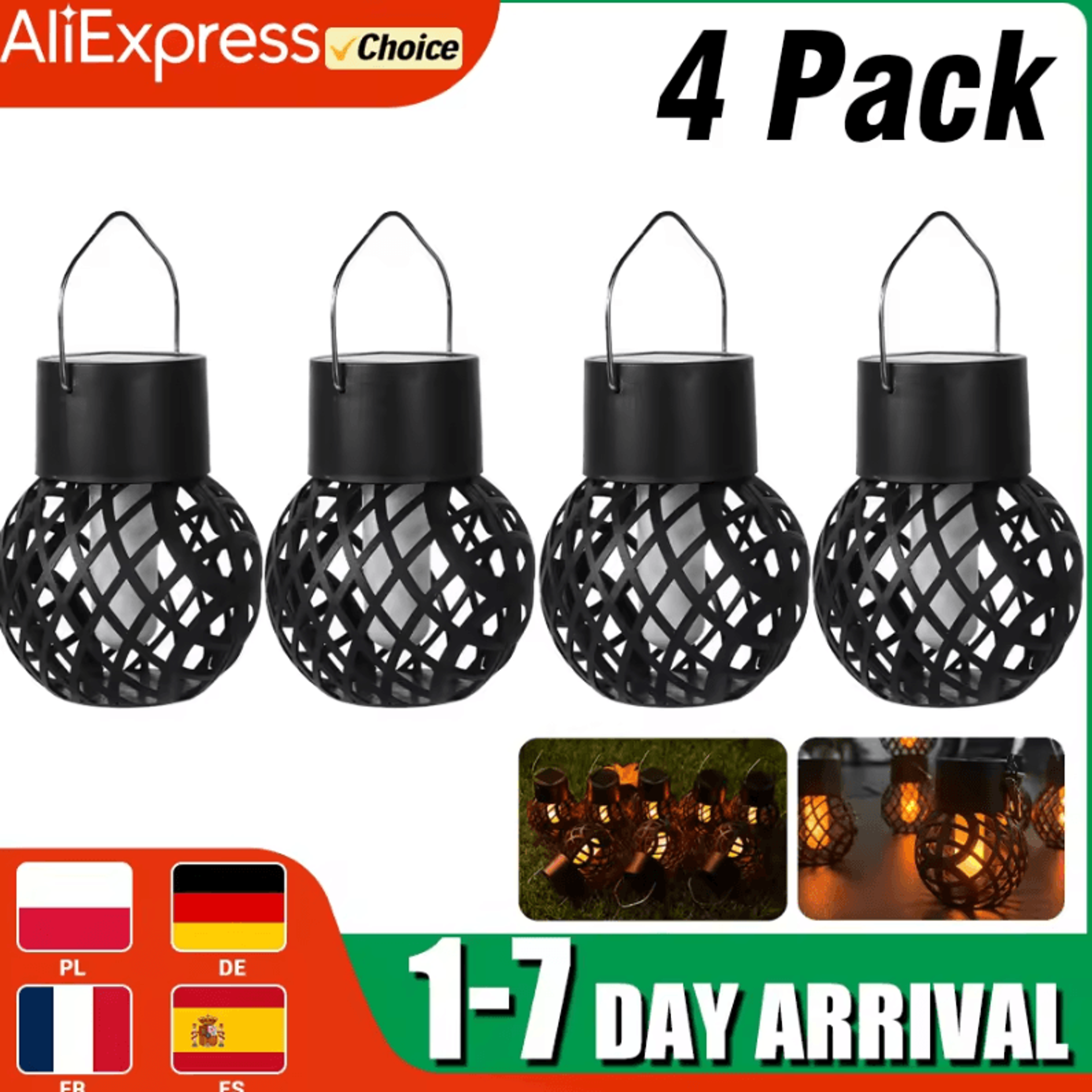 Retro Solar Flame Lantern  IP65 Outdoor Hanging Garden Light 0