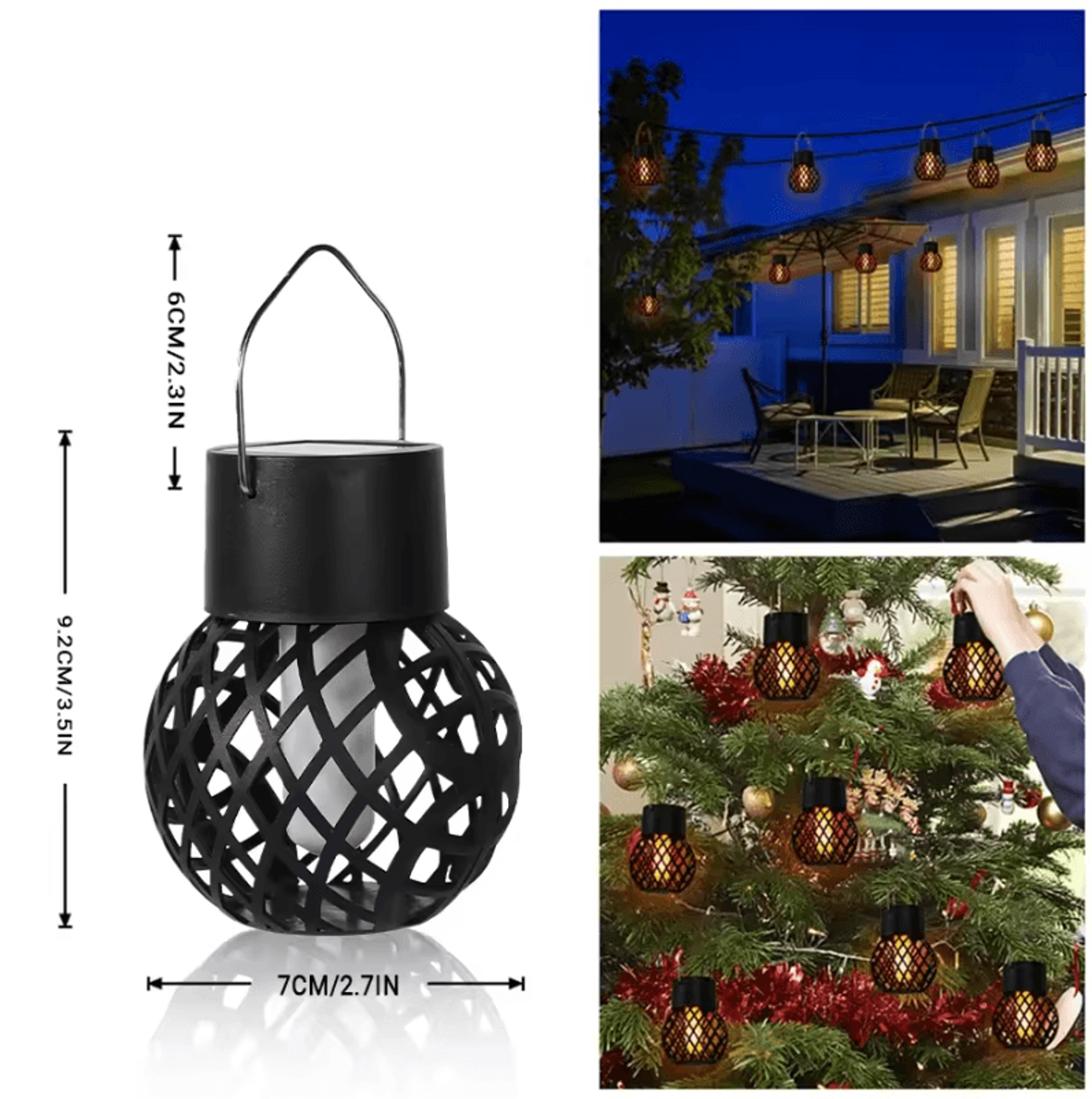Solar Flame Hanging Lantern  IP65 Waterproof Outdoor Garden Light 3