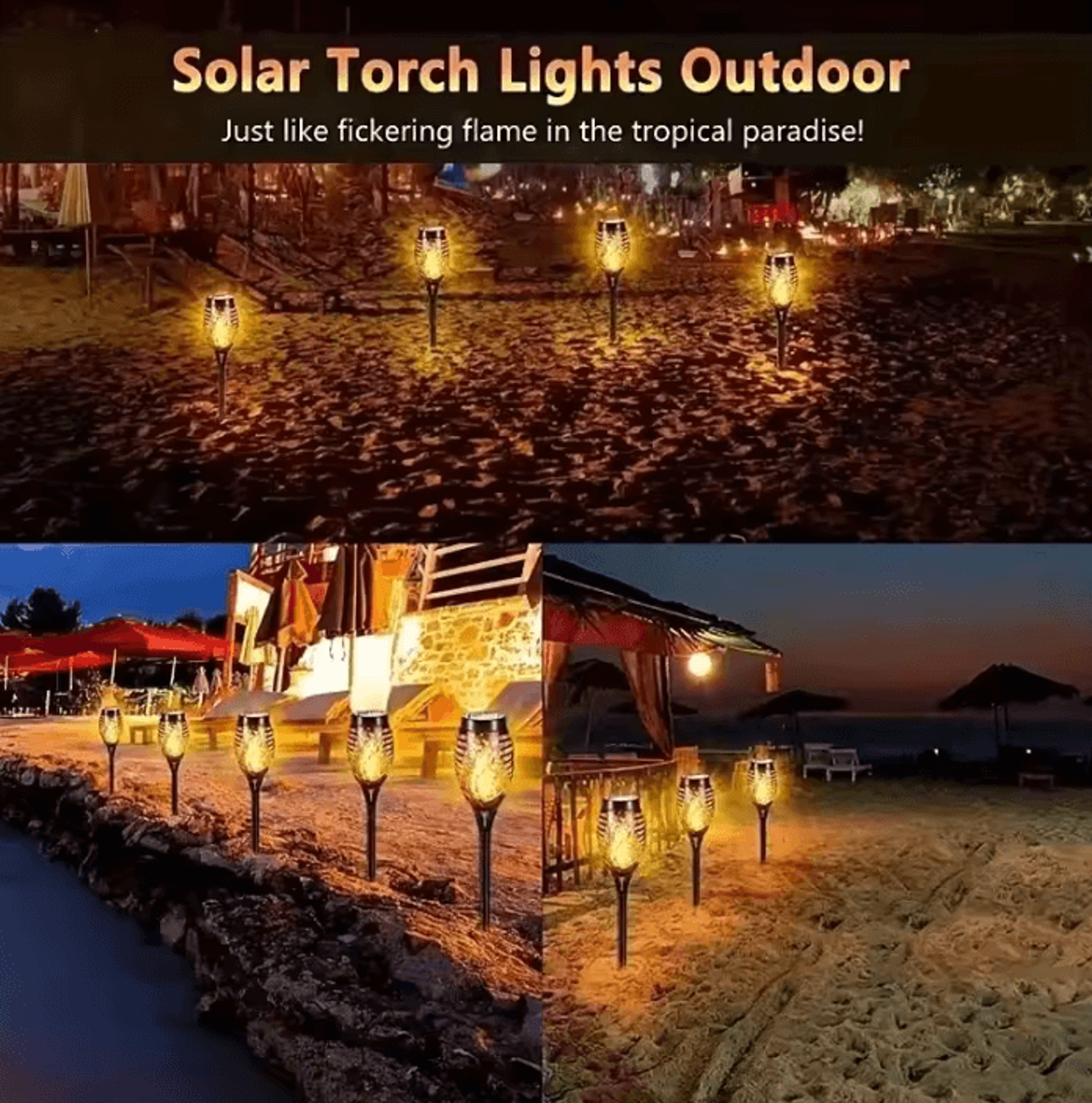 12LED Solar Flame Torch Light  Flickering Outdoor Garden Pathway Lamp 2