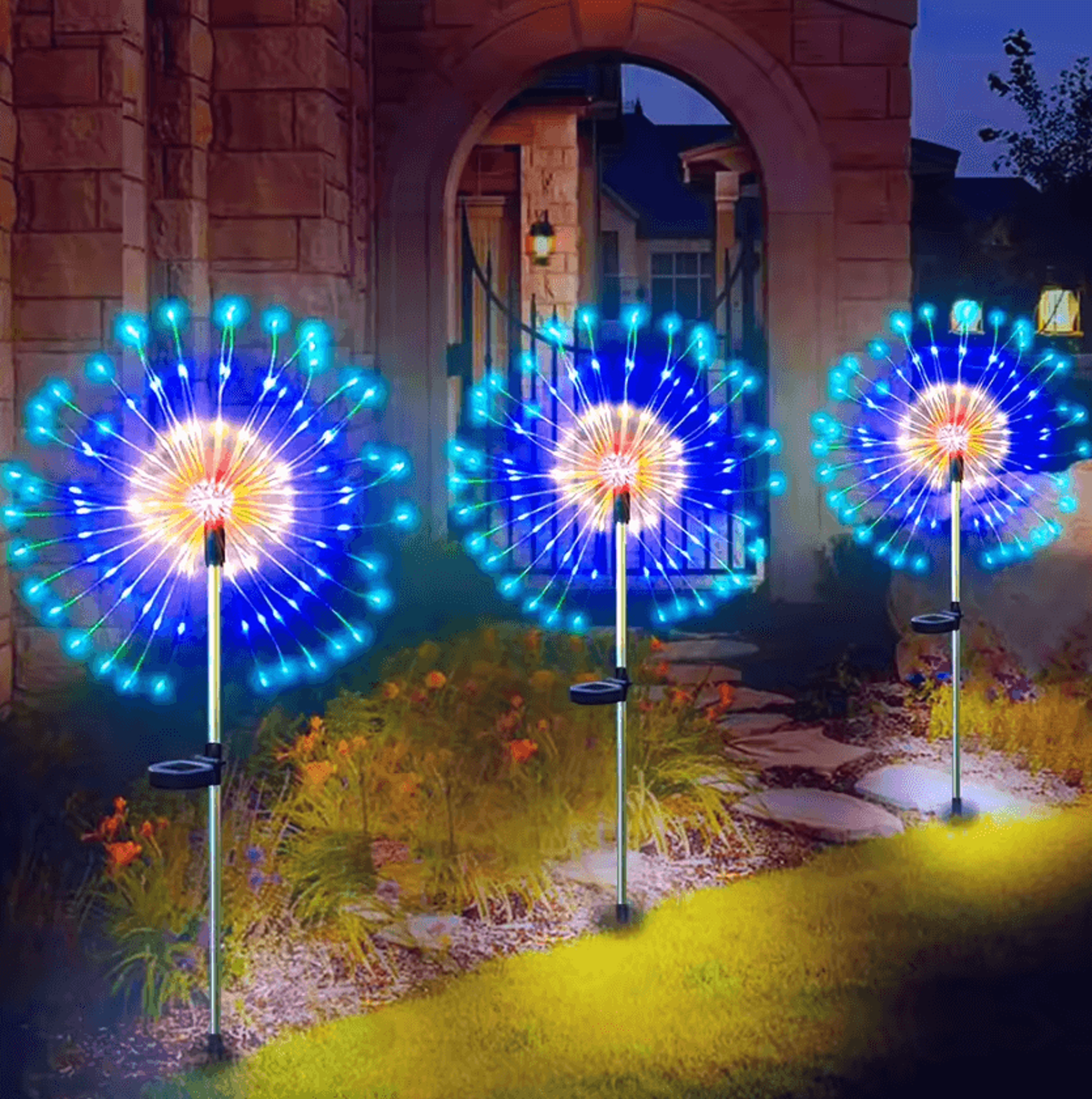 LED Solar Firework Garden Light  Outdoor Starburst Landscape Stake 0