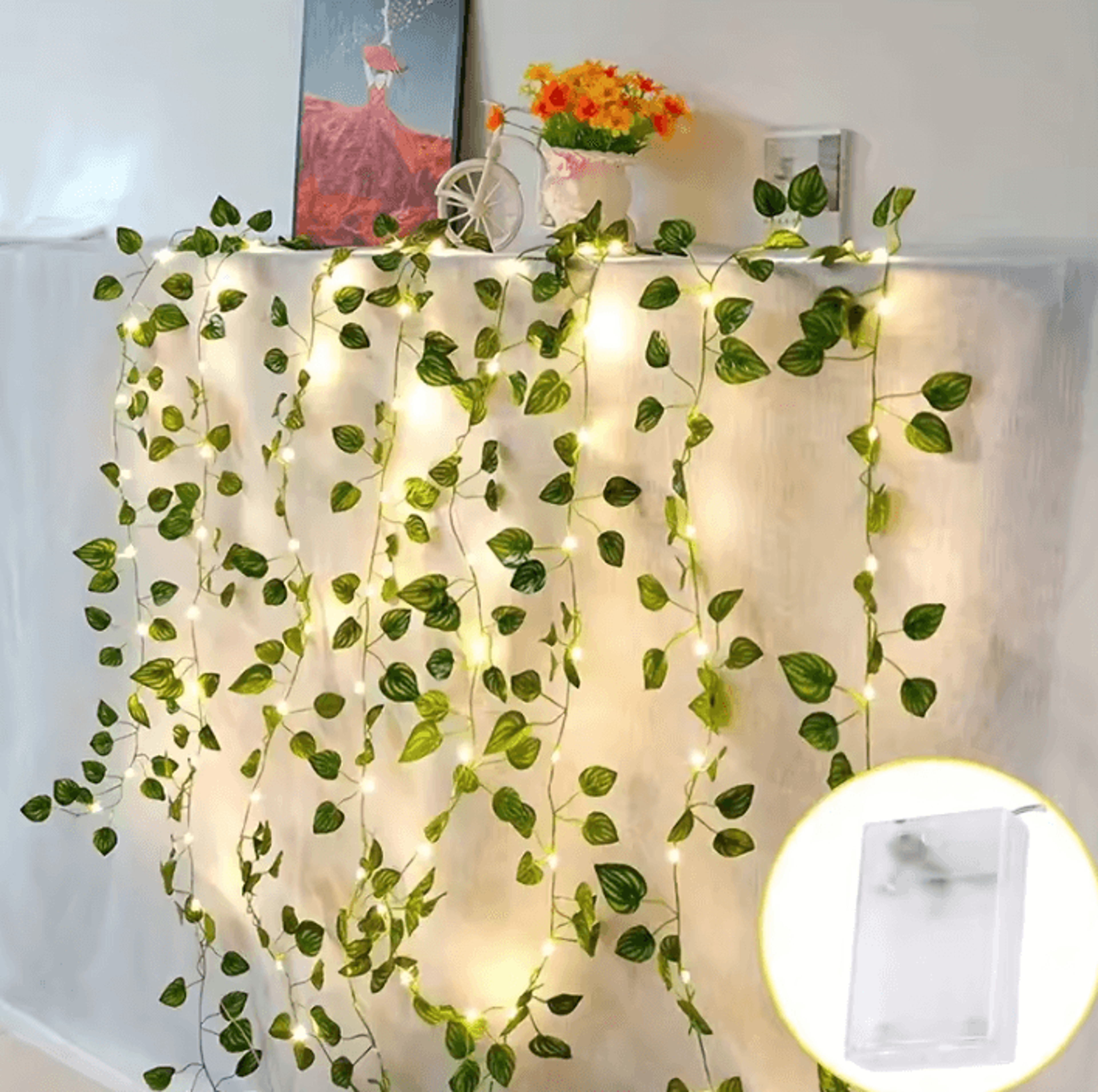 2M 20LED Green Leaf String Lights  Ivy Fairy Garland Decor 3
