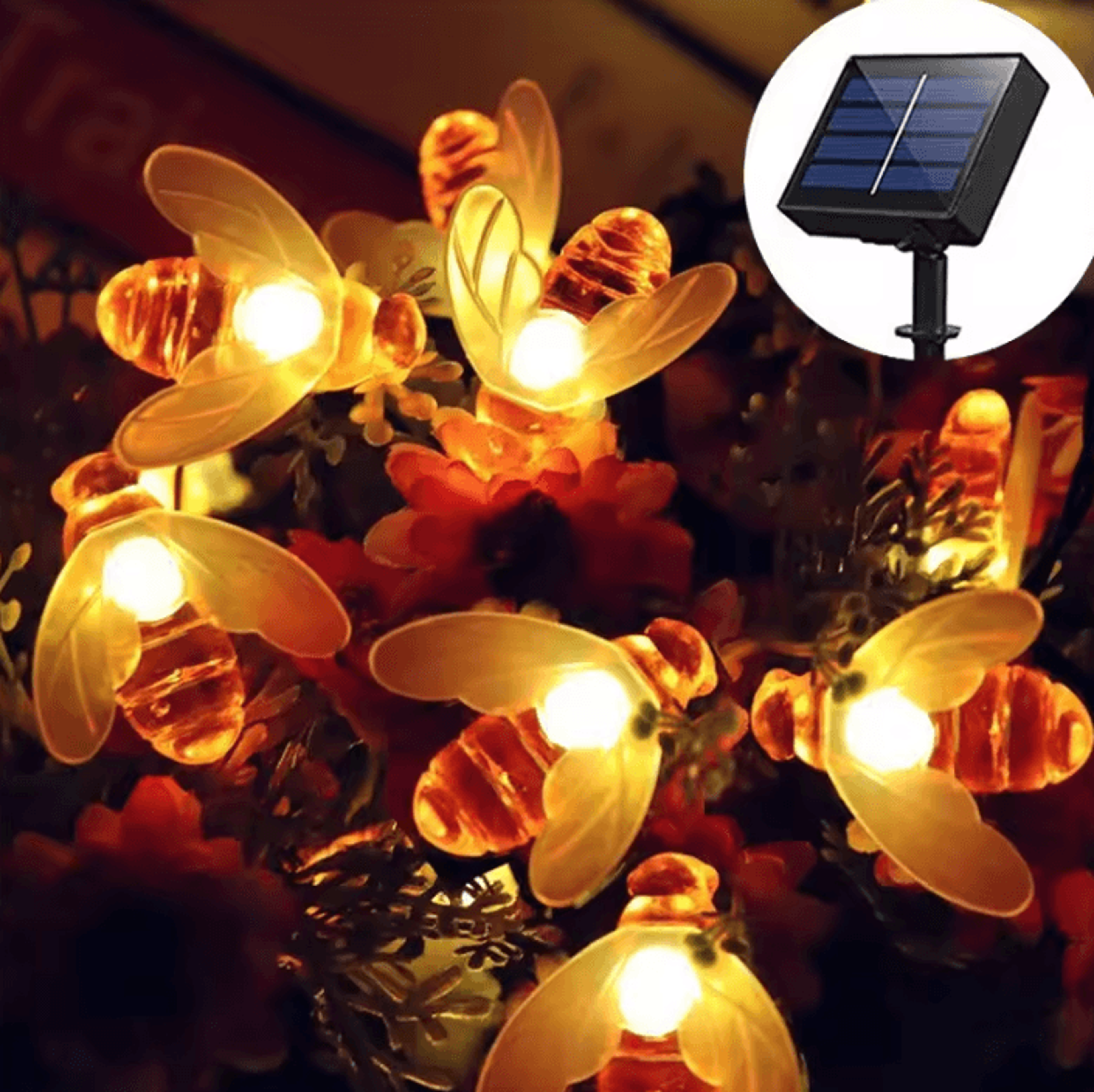 20100 LED Solar Bee String Lights  8 Mode Outdoor Garden Fairy Lights 0