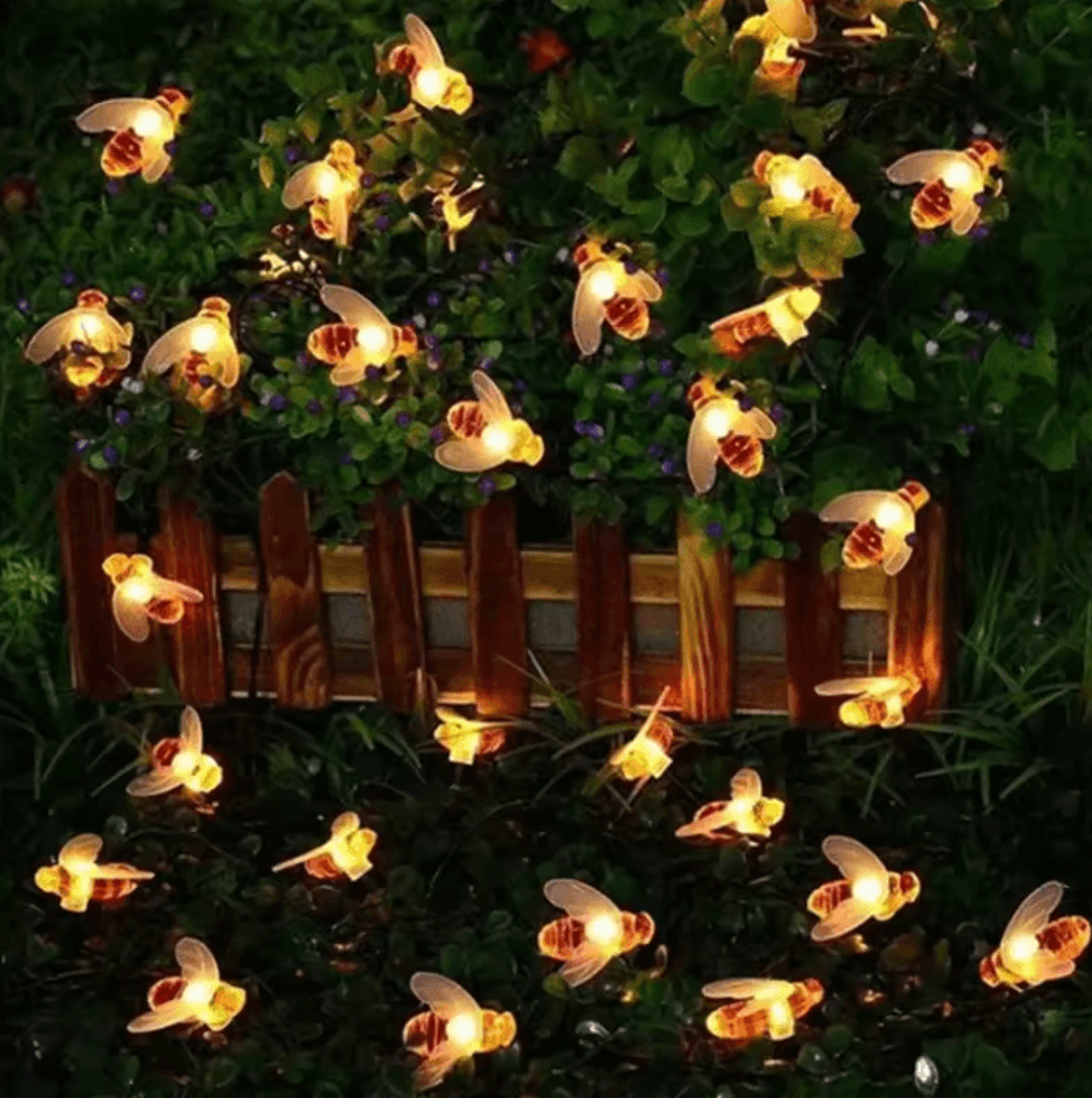 20100 LED Solar Bee String Lights  8 Mode Outdoor Garden Fairy Lights 1
