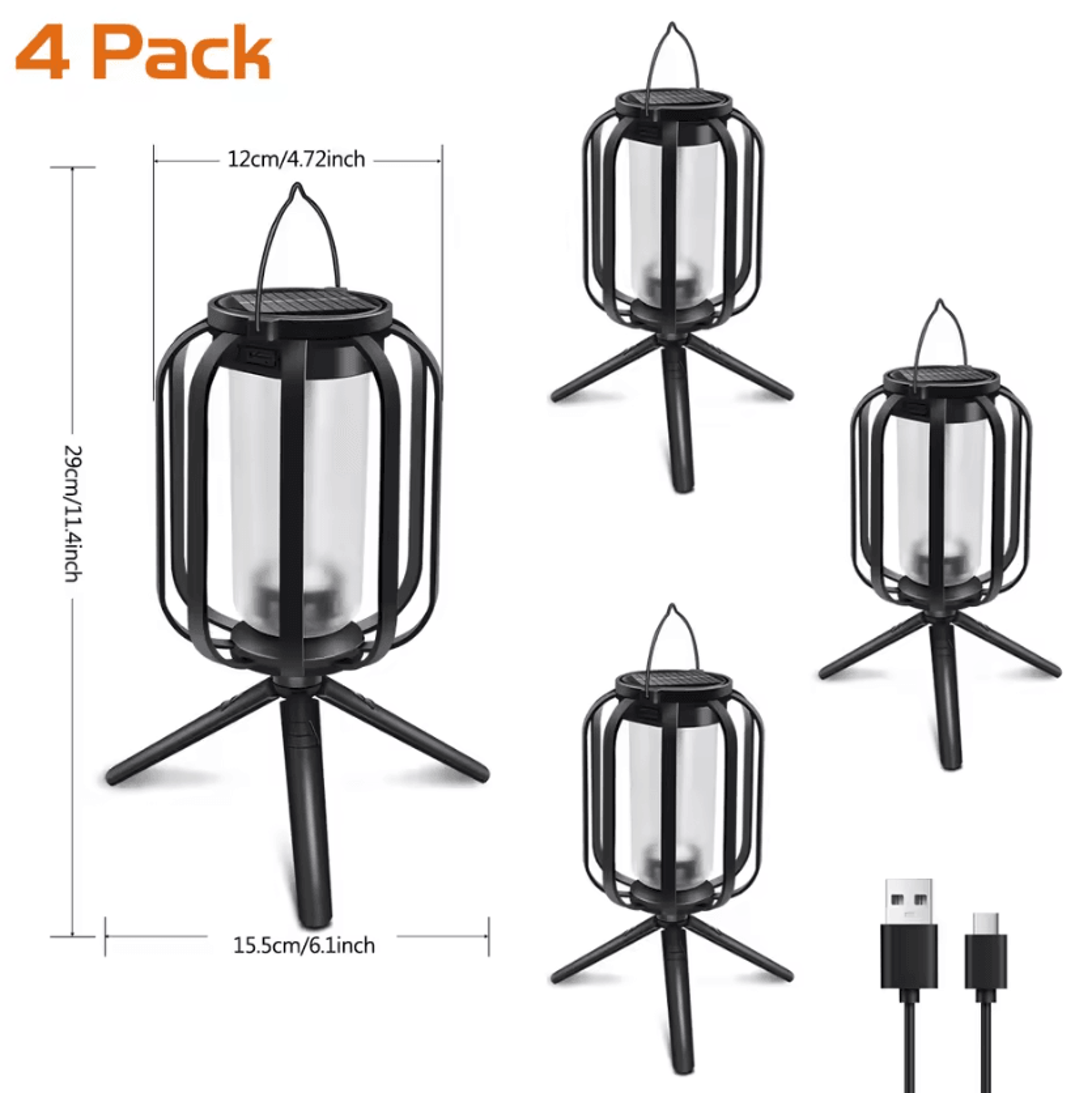 DualCharge Solar Flame Lantern  IP65 Outdoor Hanging Garden Light 5