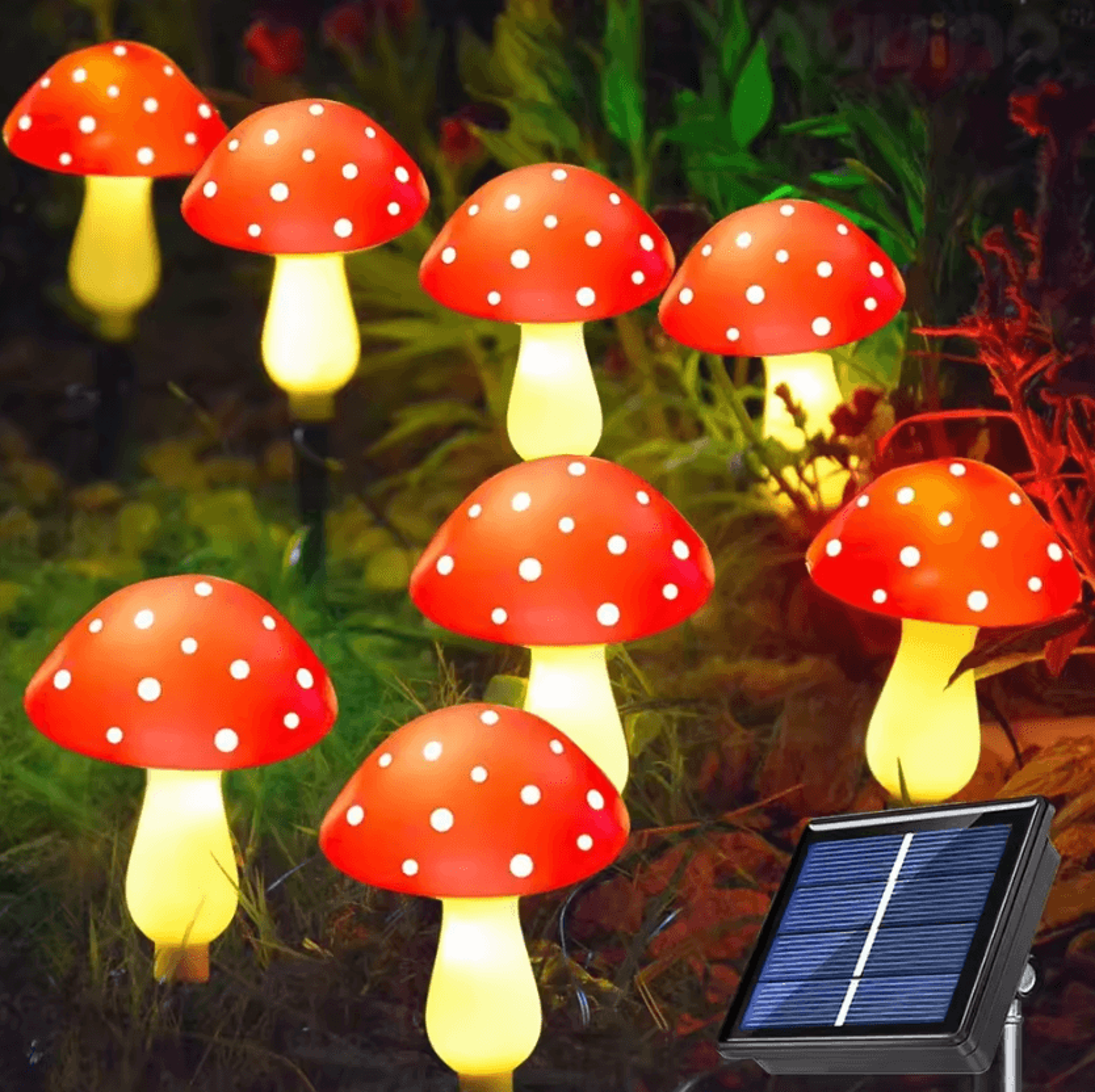 81220 Head Solar Mushroom Lights  Outdoor Garden Fairy Stake Decor 2