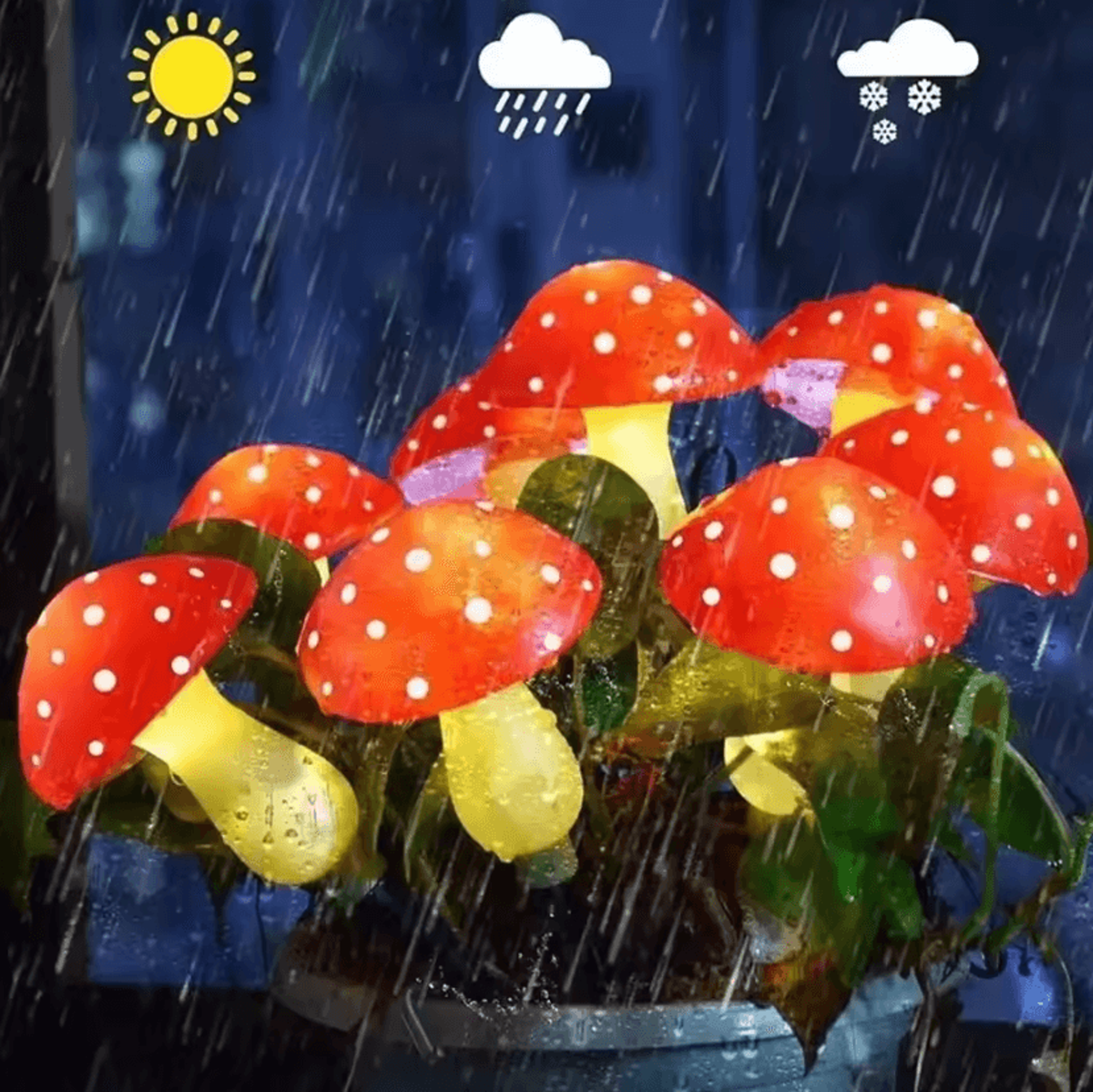 81220 Head Solar Mushroom Lights  Outdoor Garden Fairy Stake Decor 3