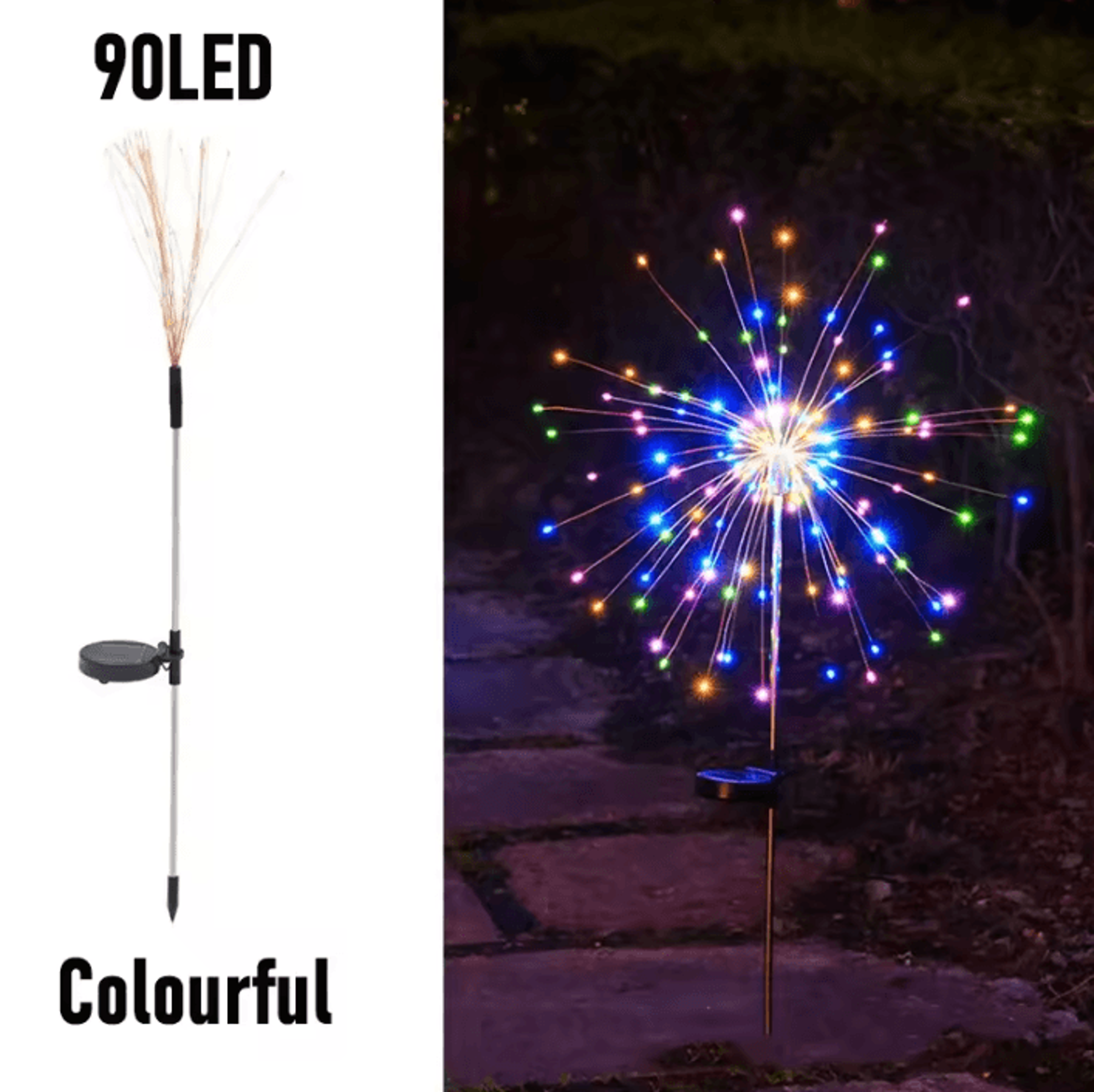 90LED Solar Firework Lights  Waterproof Dandelion Garden Stake 4
