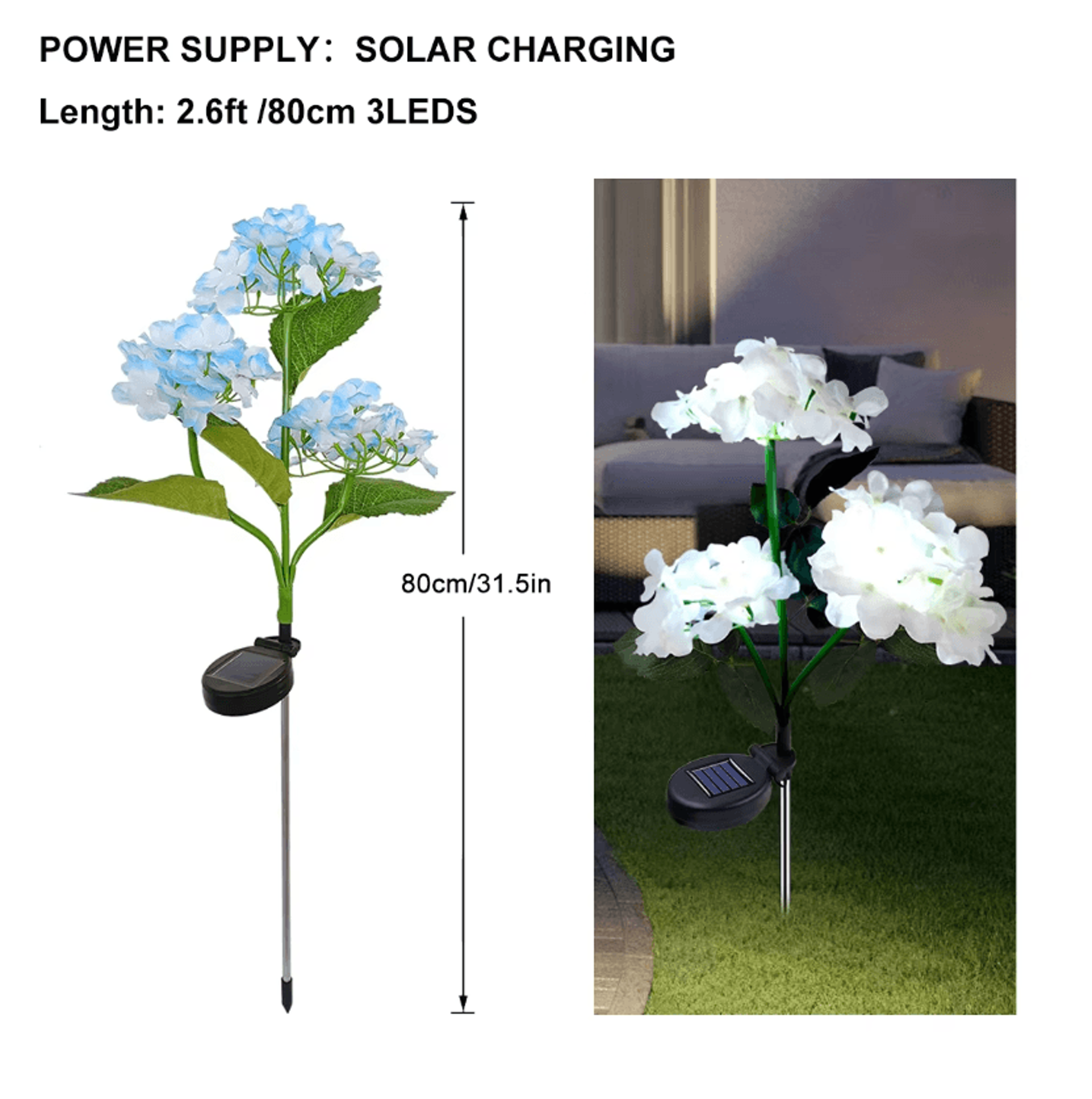 Solar Hydrangea Flower Light  LED Outdoor Garden Stake Lamp 4