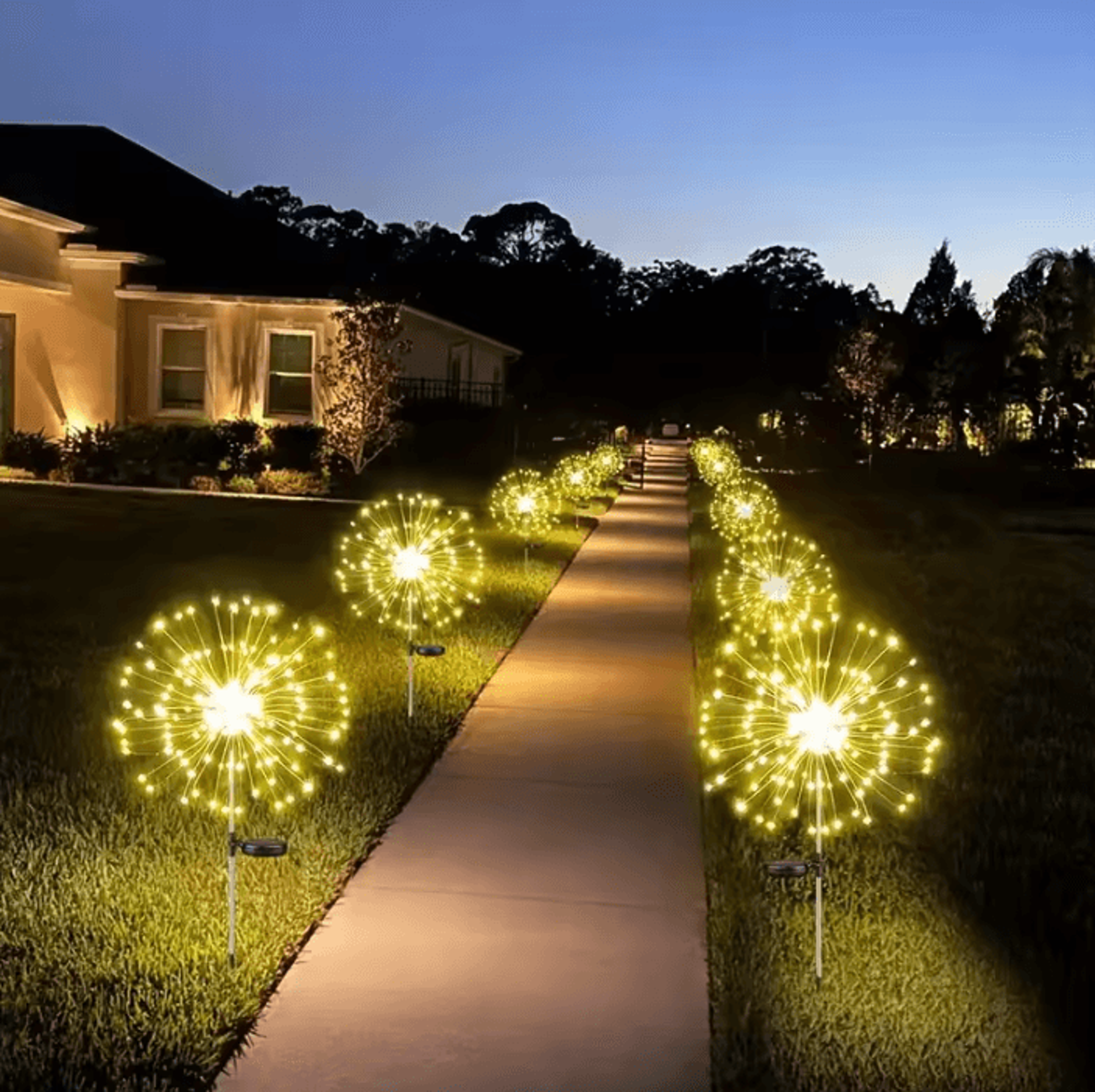 Solar Firework Dandelion Lights  Waterproof Outdoor Garden Stake 2