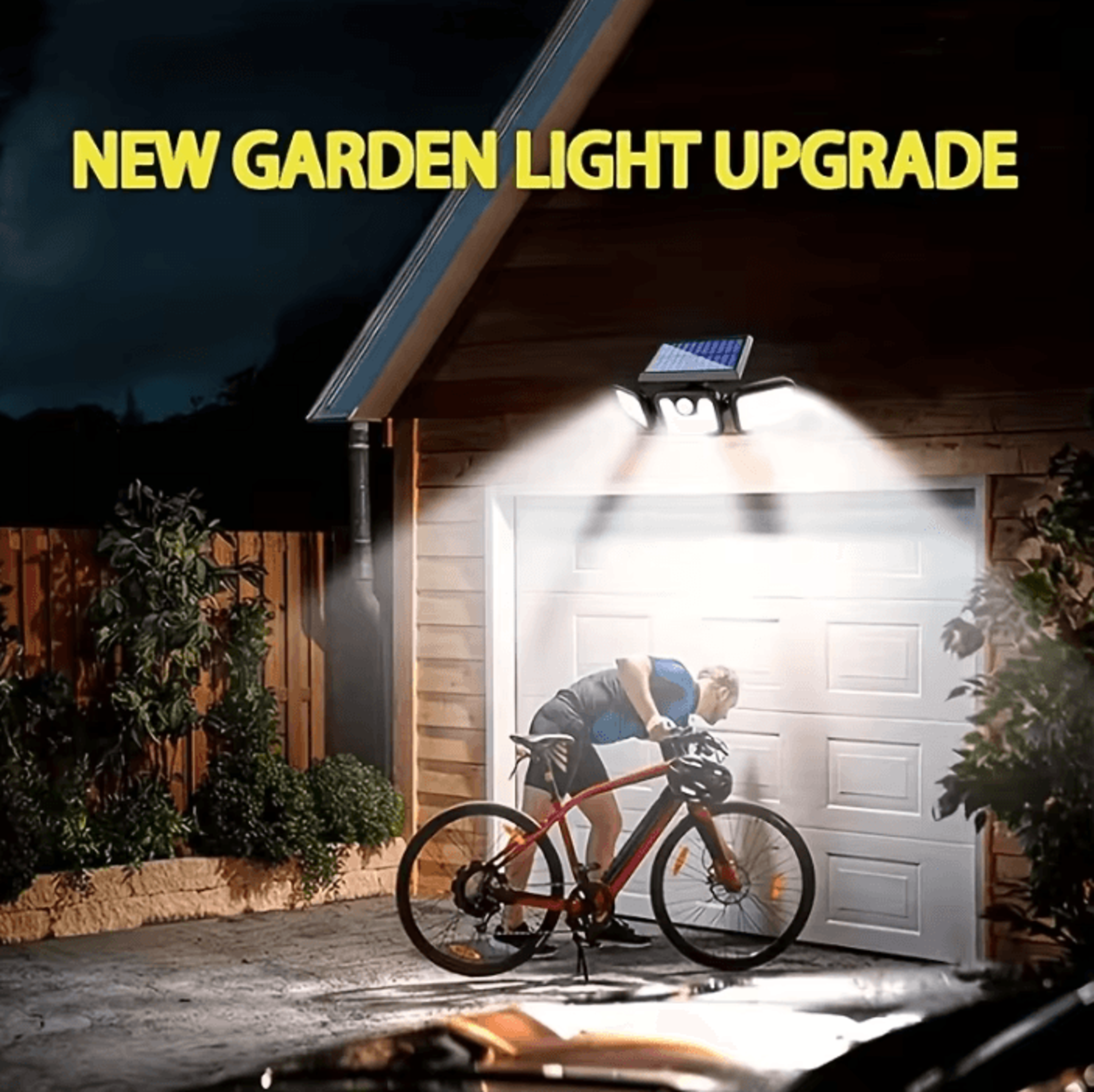74 LED Solar Motion Sensor Light  3 Head Outdoor Security Wall Lamp 1